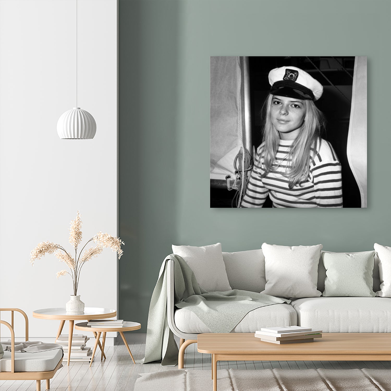 French Singer France Gall With Sailor Suit at Sailing Show, Paris, 17th January 1968 by Bridgeman Images on GIANT ART - black and white photography