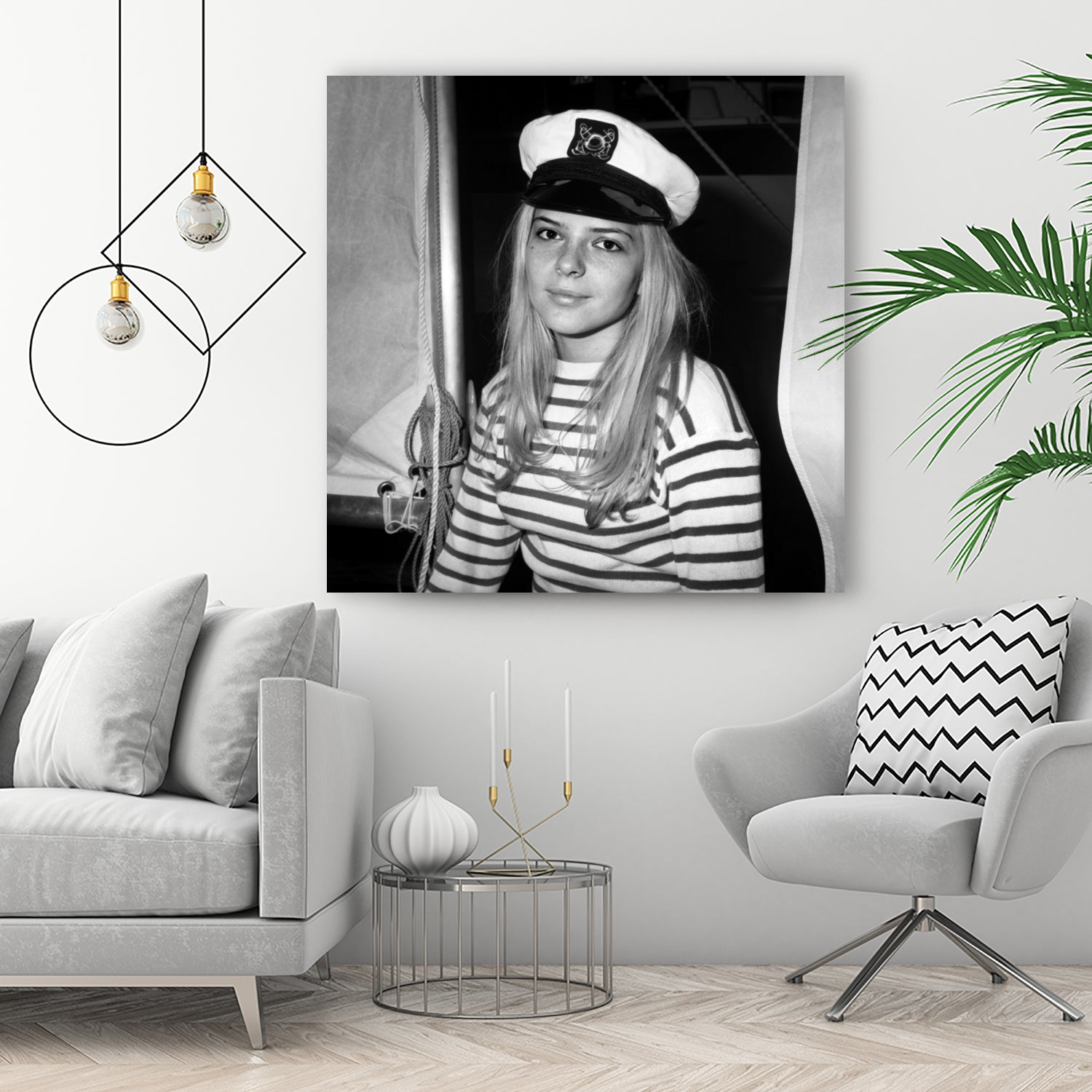 French Singer France Gall With Sailor Suit at Sailing Show, Paris, 17th January 1968 by Bridgeman Images on GIANT ART - black and white photography