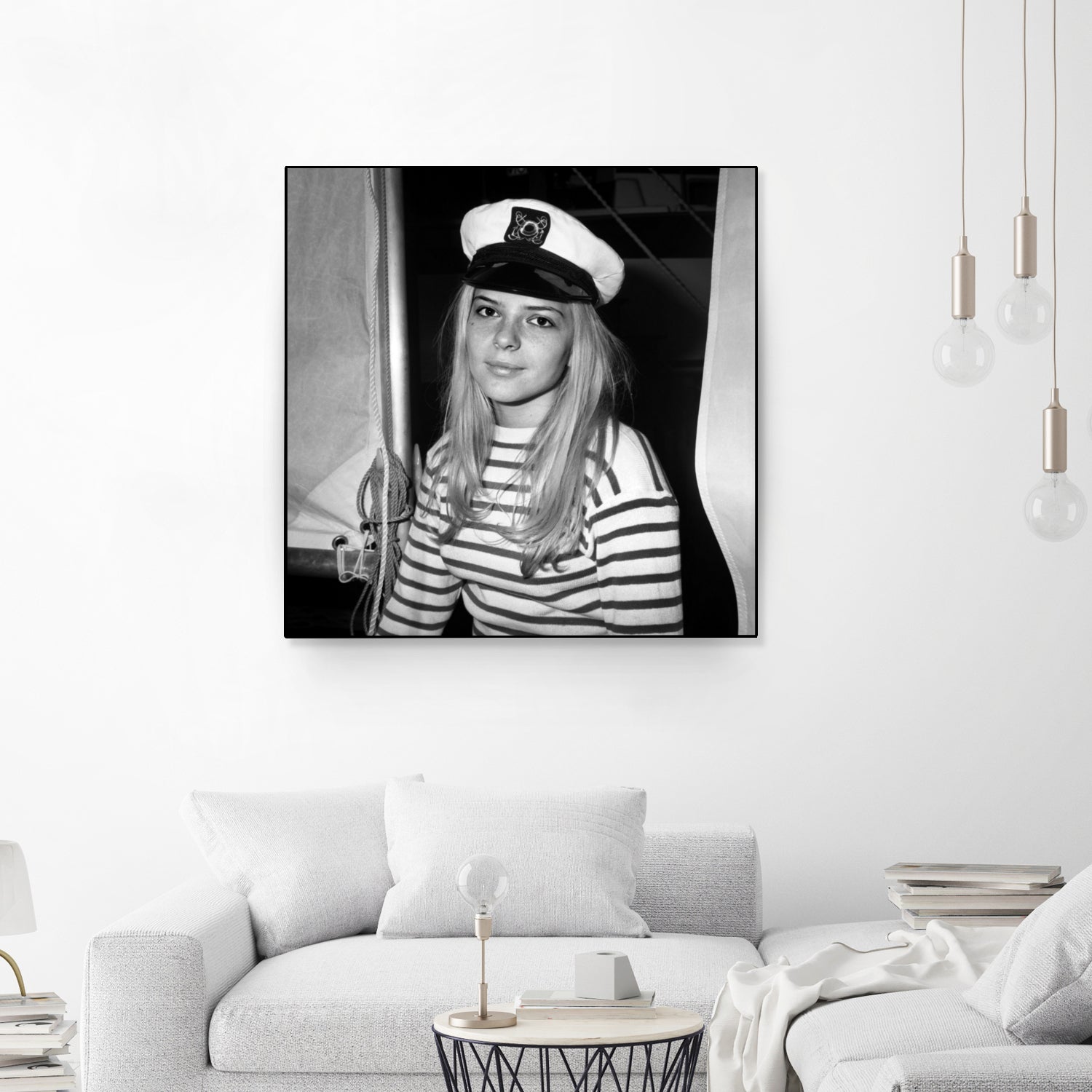 French Singer France Gall With Sailor Suit at Sailing Show, Paris, 17th January 1968 by Bridgeman Images on GIANT ART - black and white photography