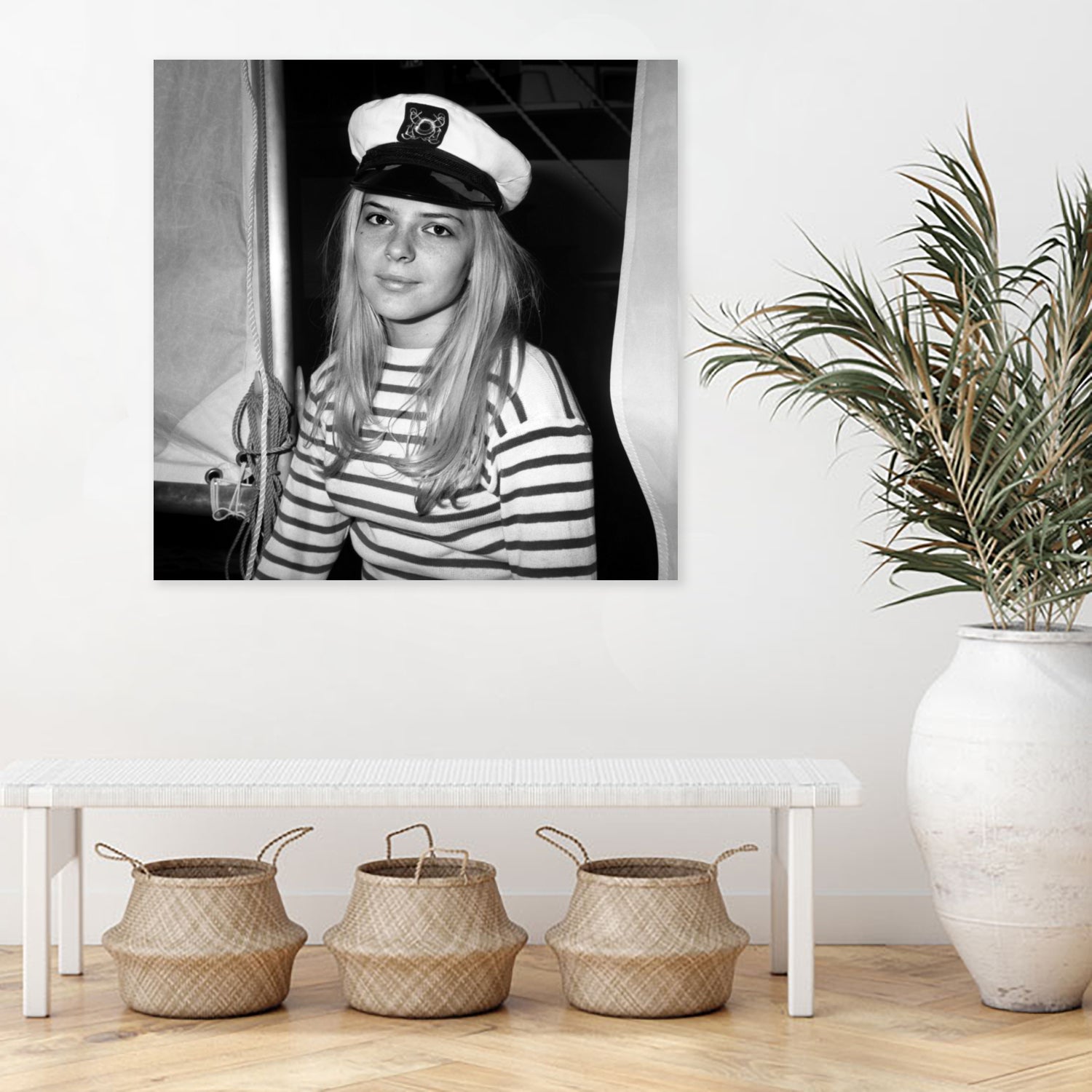 French Singer France Gall With Sailor Suit at Sailing Show, Paris, 17th January 1968 by Bridgeman Images on GIANT ART - black and white photography