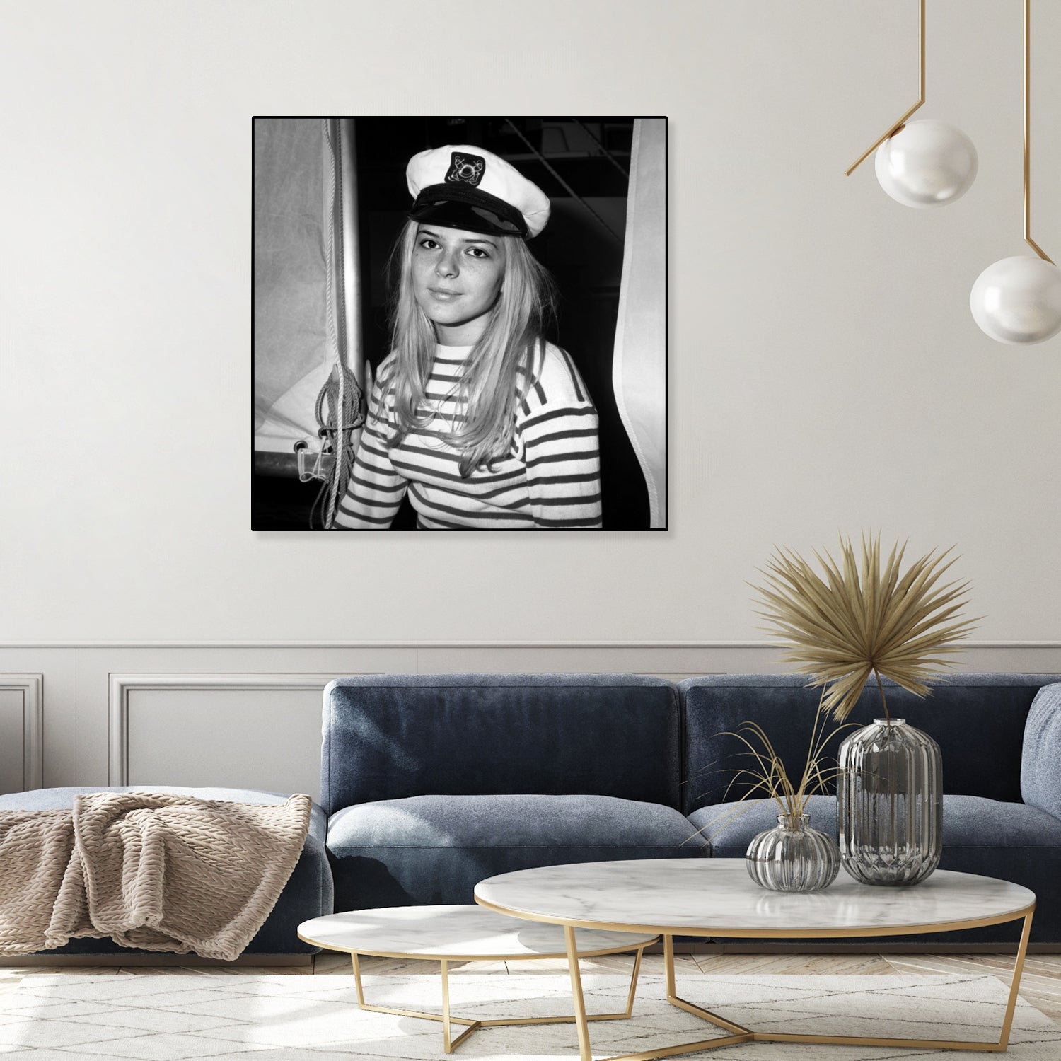 French Singer France Gall With Sailor Suit at Sailing Show, Paris, 17th January 1968 by Bridgeman Images on GIANT ART - black and white photography