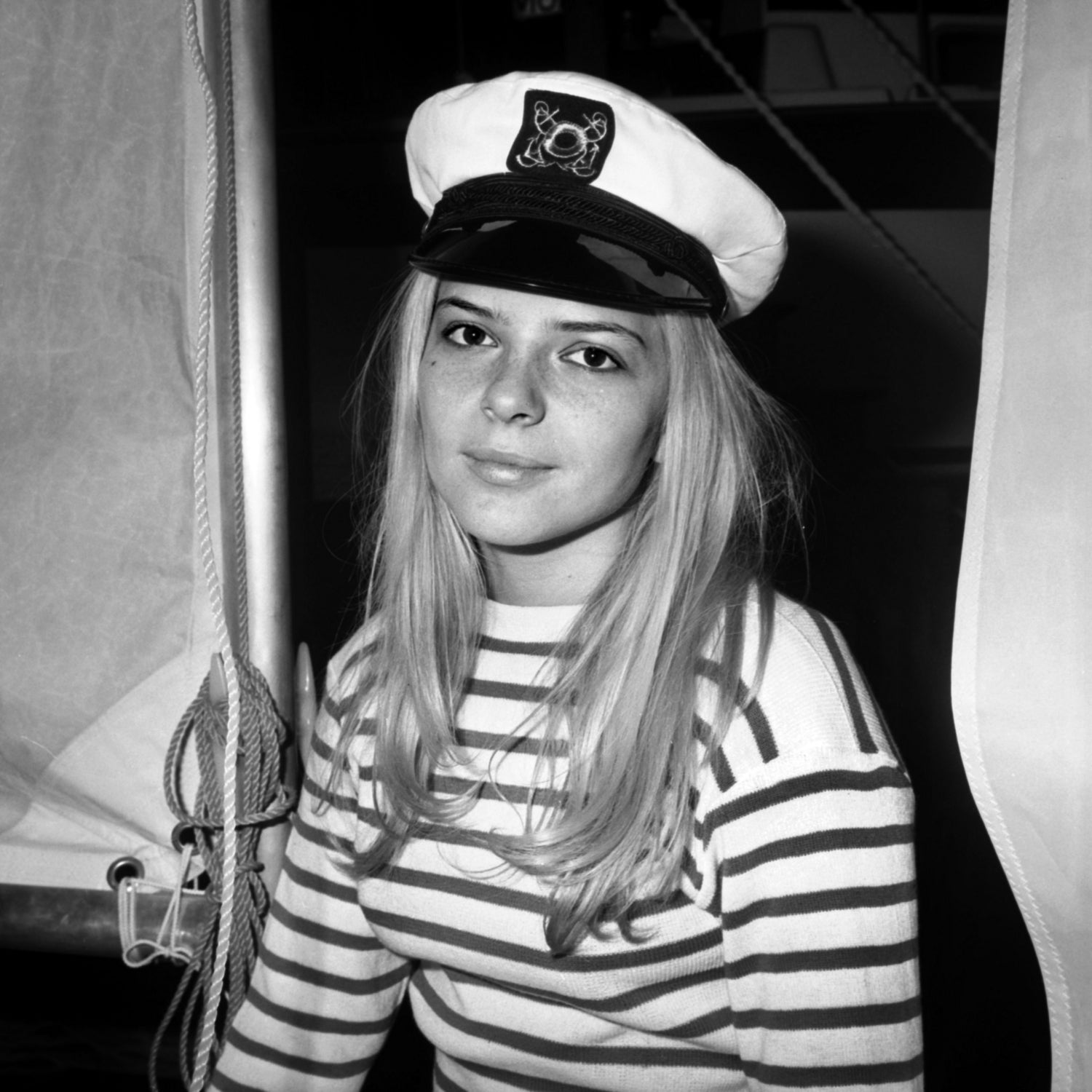 French Singer France Gall With Sailor Suit at Sailing Show, Paris, 17th January 1968 by Bridgeman Images on GIANT ART - black and white photography