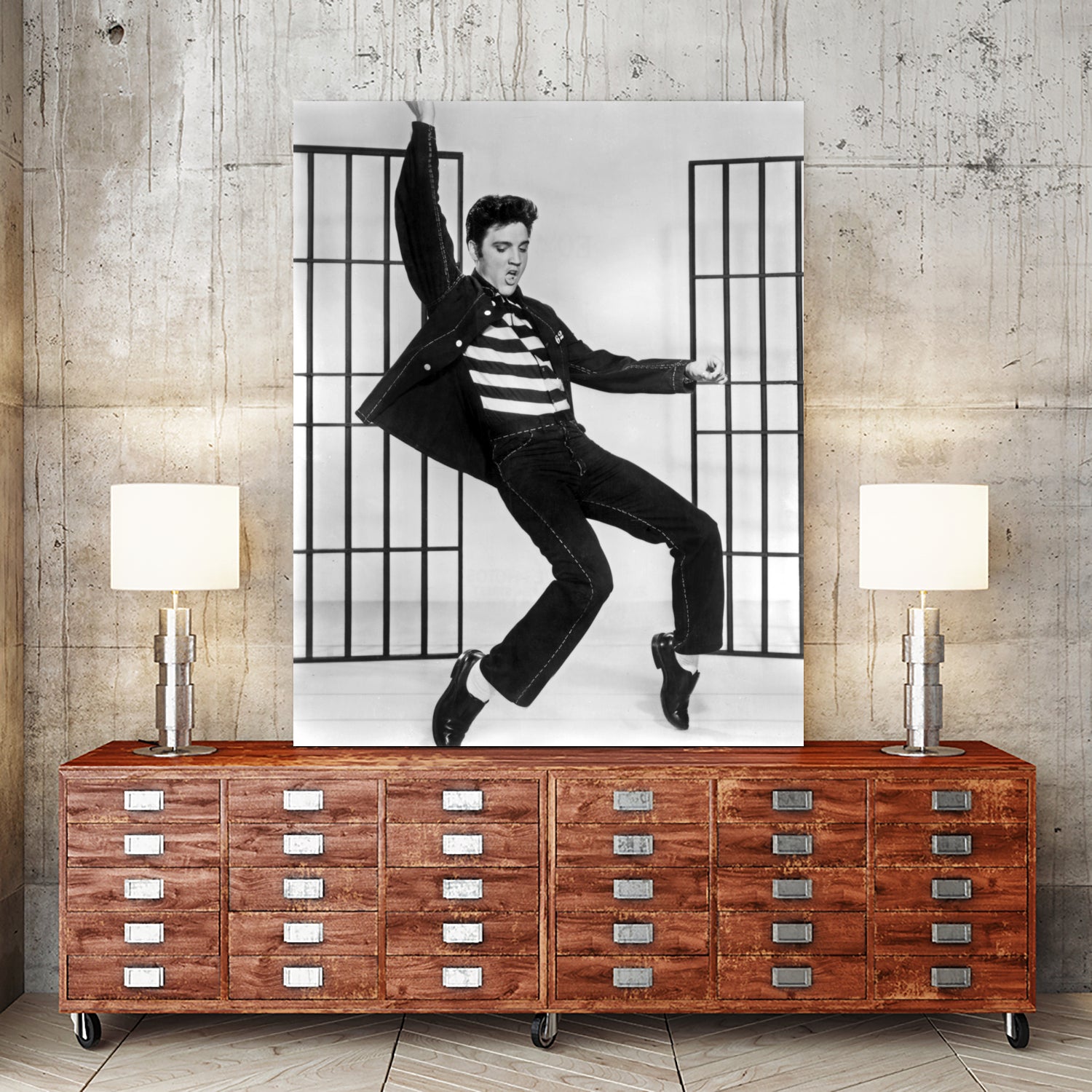 Jailhouse Rock' de RichardThorpe avec Elvis Presley 1957 by Bridgeman Images on GIANT ART - black and white photography