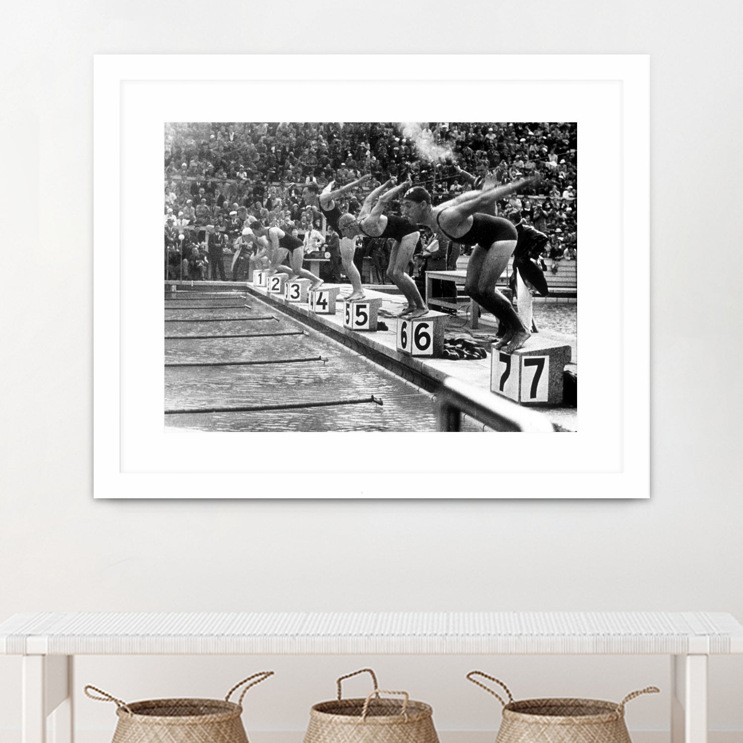 swimming competition at berlin Olympic Games in 1936 by Bridgeman Images on GIANT ART - black and white photgraphy