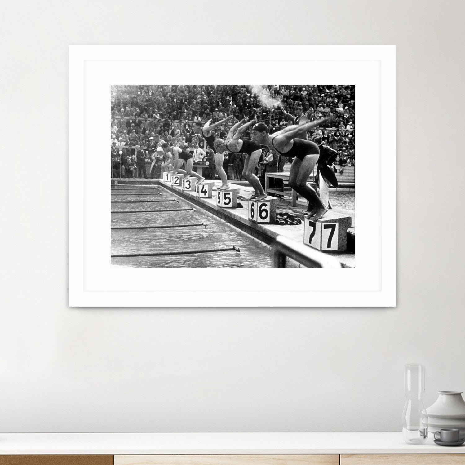 swimming competition at berlin Olympic Games in 1936 by Bridgeman Images on GIANT ART - black and white photgraphy
