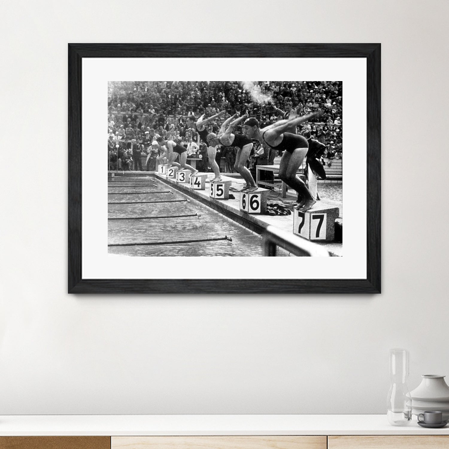 swimming competition at berlin Olympic Games in 1936 by Bridgeman Images on GIANT ART - black and white photgraphy