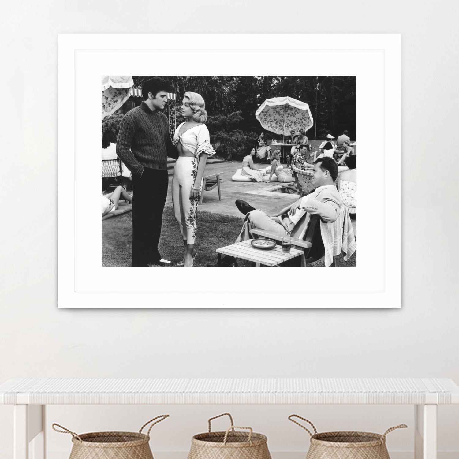 Elvis Presley, Jennifer Holden And Mickey Shaughnessy by Bridgeman on GIANT ART - black and white photography