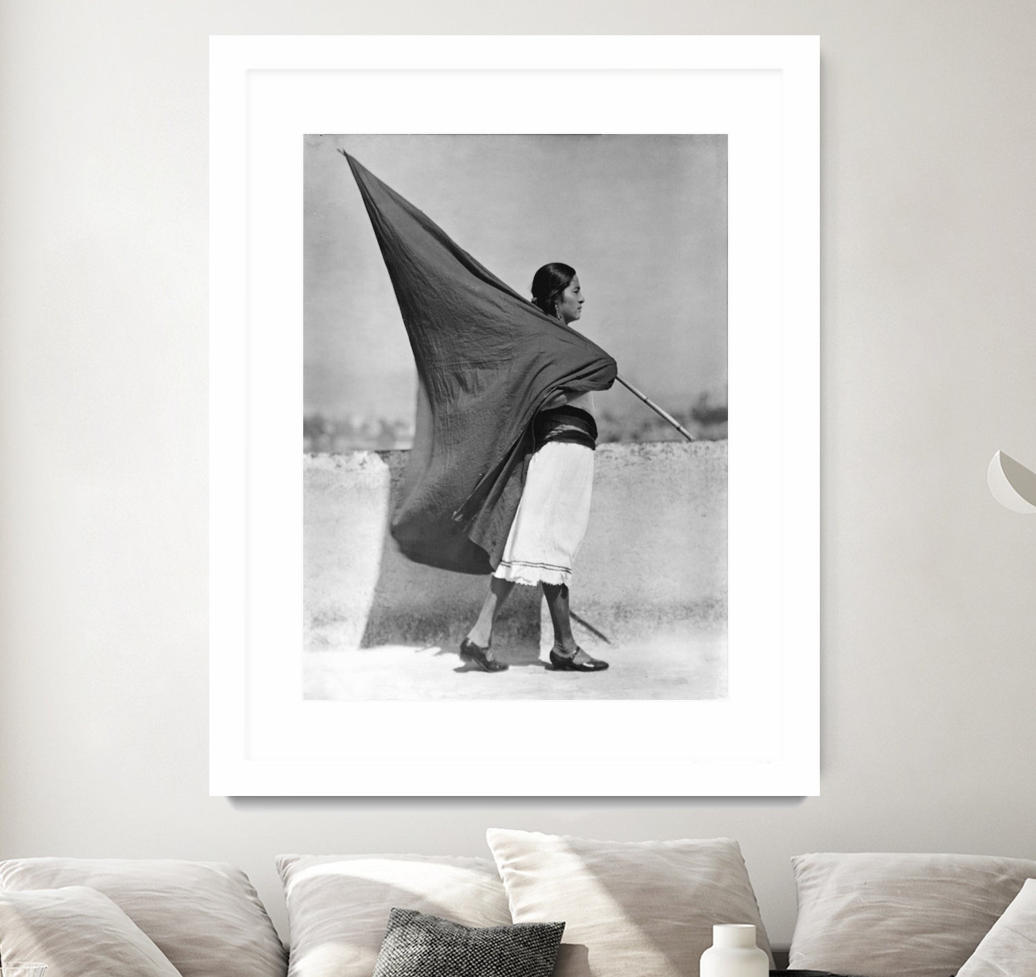 Woman with Flag, Mexico City, 1928 by Bridgeman Images on GIANT ART - black and white photography