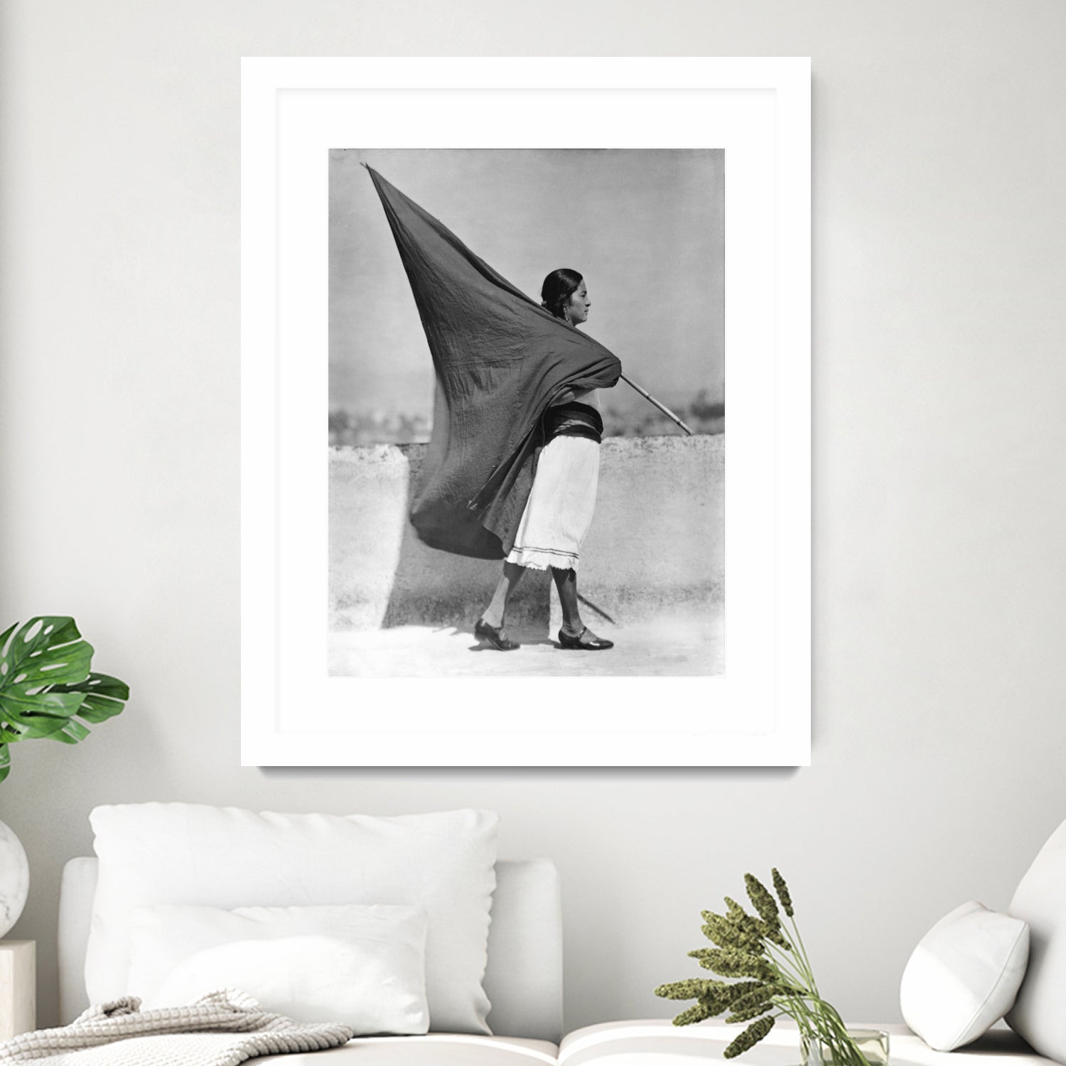 Woman with Flag, Mexico City, 1928 by Bridgeman Images on GIANT ART - black and white photography