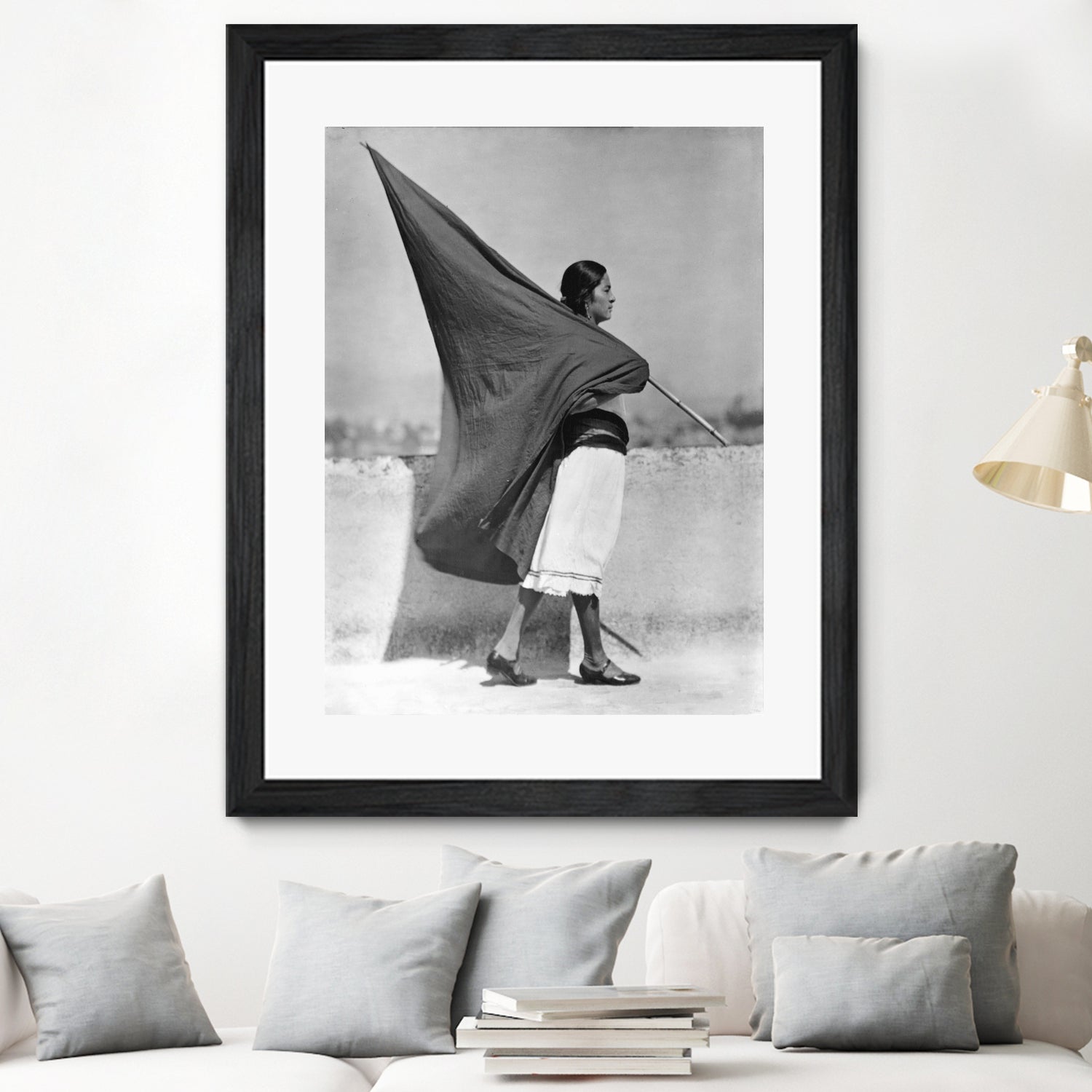 Woman with Flag, Mexico City, 1928 by Bridgeman Images on GIANT ART - black and white photography