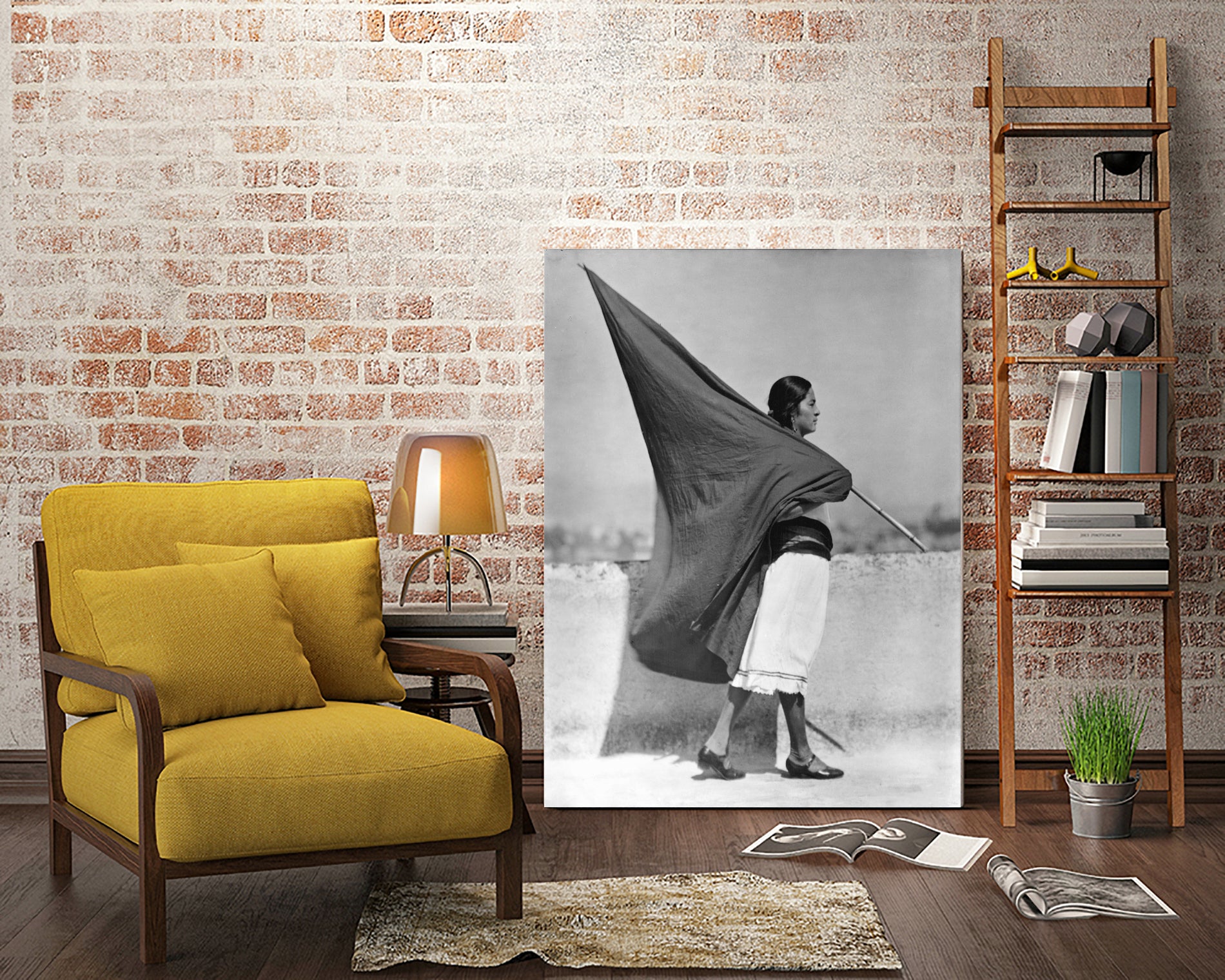 Woman with Flag, Mexico City, 1928 by Bridgeman Images on GIANT ART - black and white photography
