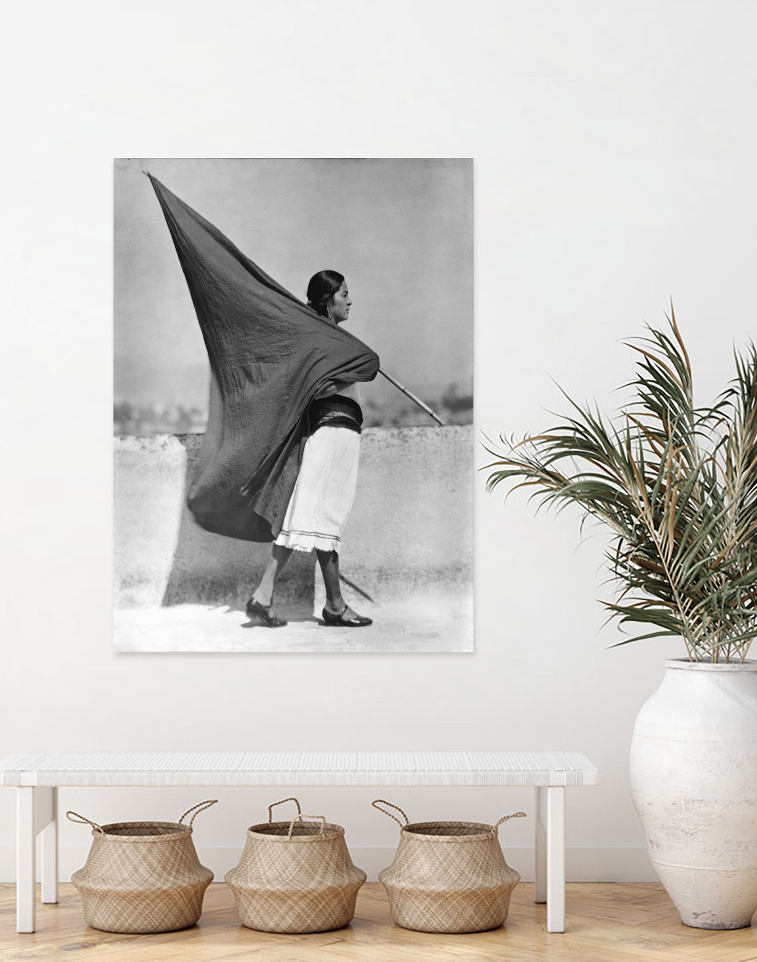 Woman with Flag, Mexico City, 1928 by Bridgeman Images on GIANT ART - black and white photography