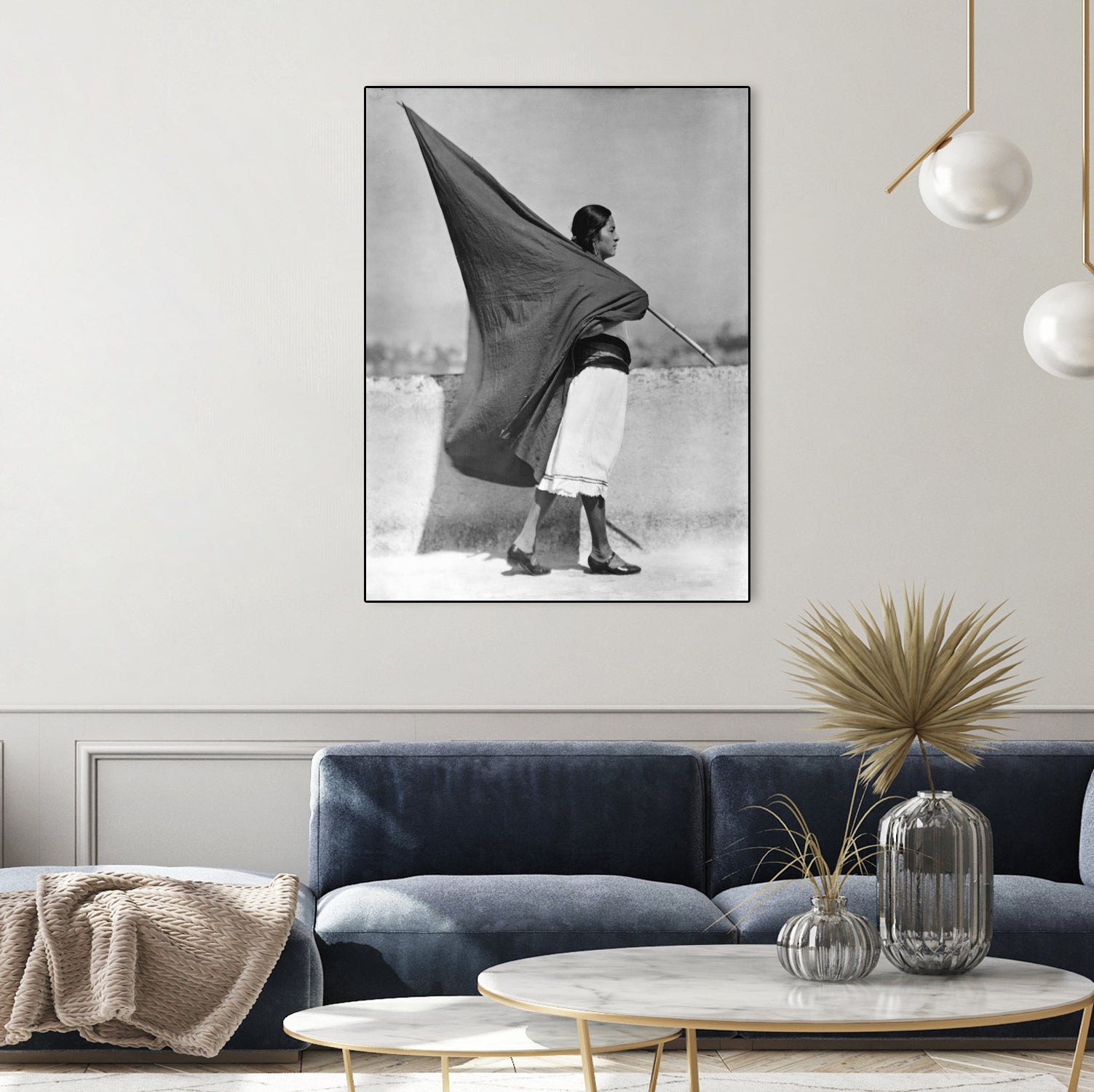 Woman with Flag, Mexico City, 1928 by Bridgeman Images on GIANT ART - black and white photography