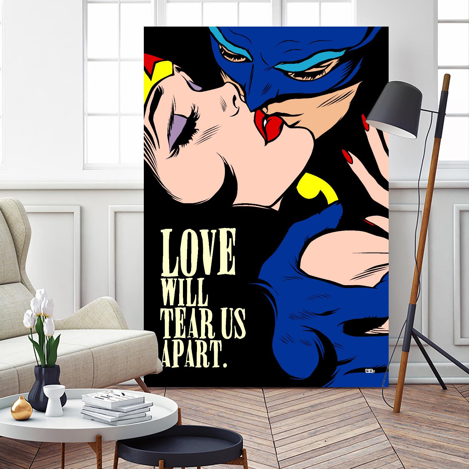 Love Vigilantes by Butcher Billy on GIANT ART - red digital batman kissing