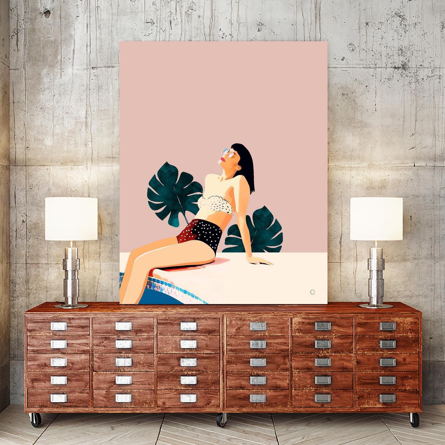 Sunday by 83 Oranges on GIANT ART - pink illustration pool
