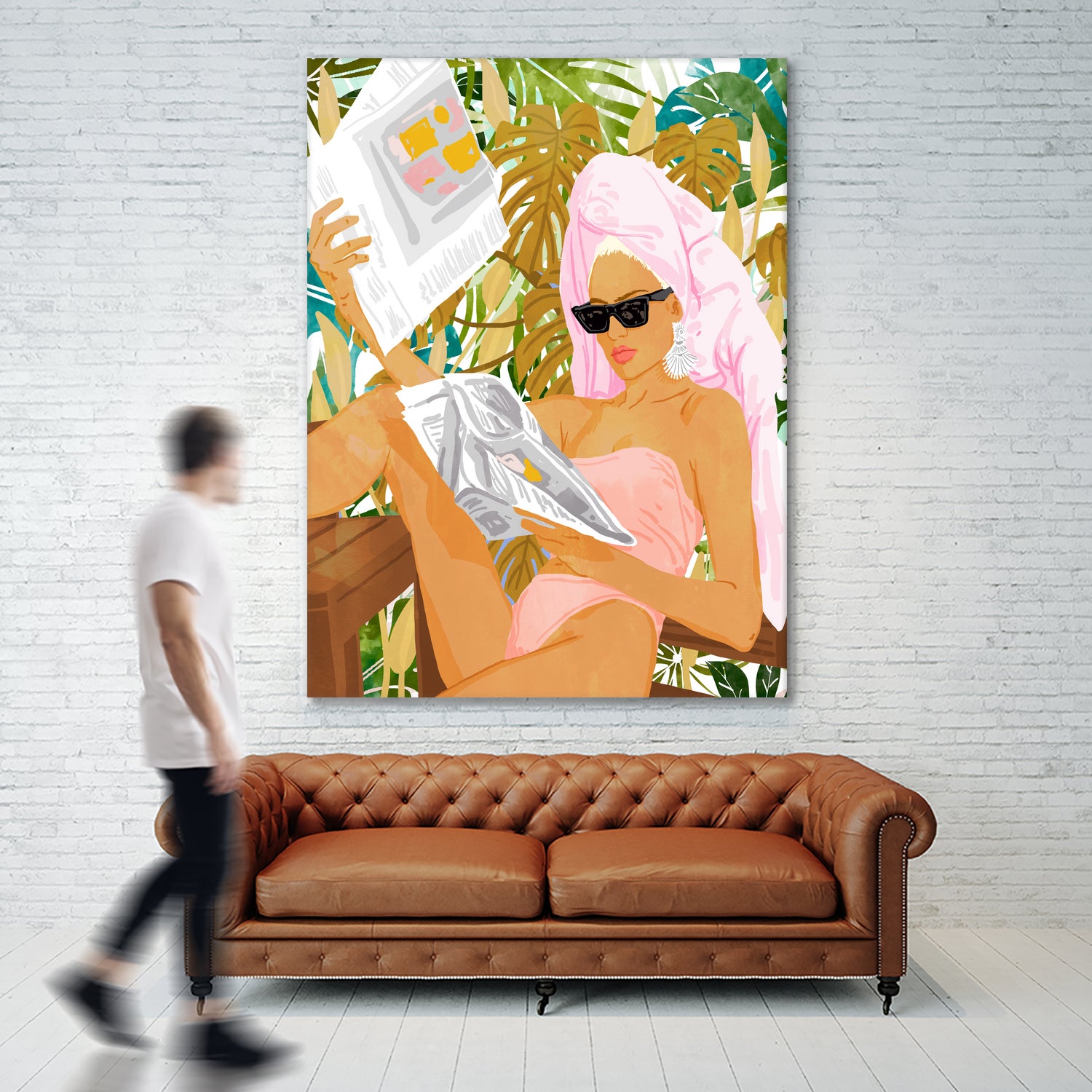 Vacay News by 83 Oranges on GIANT ART - white digital women reading