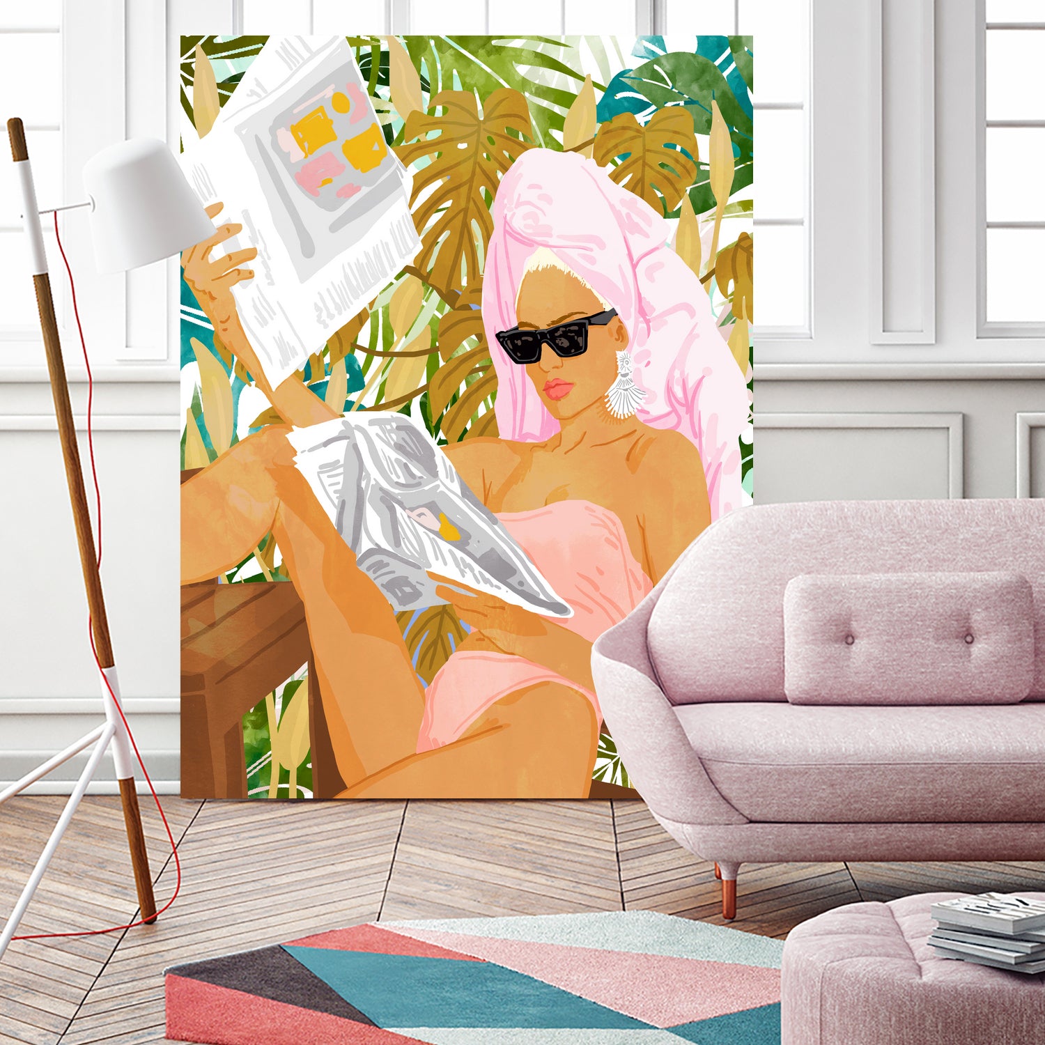 Vacay News by 83 Oranges on GIANT ART - white digital women reading