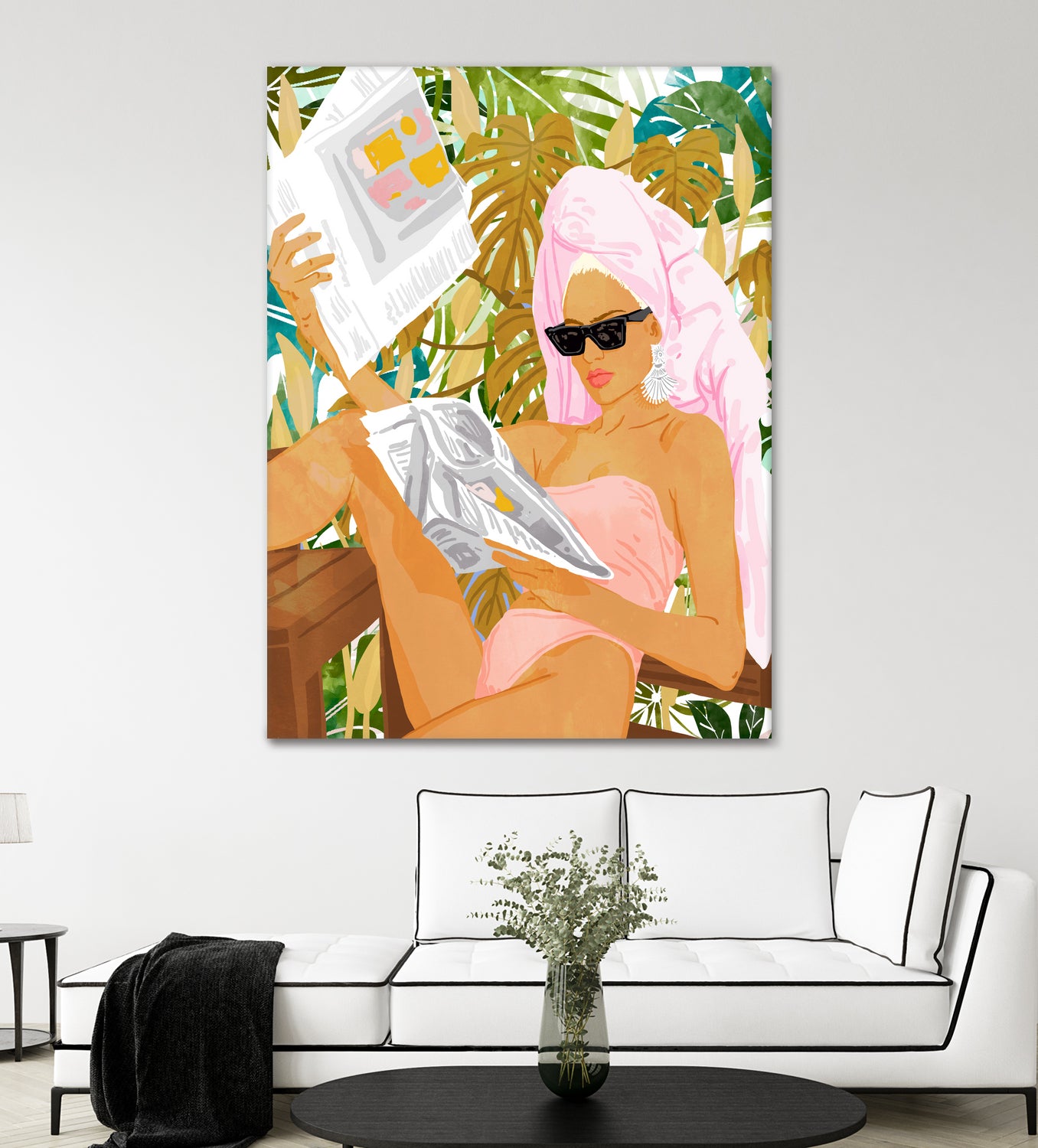 Vacay News by 83 Oranges on GIANT ART - white digital women reading