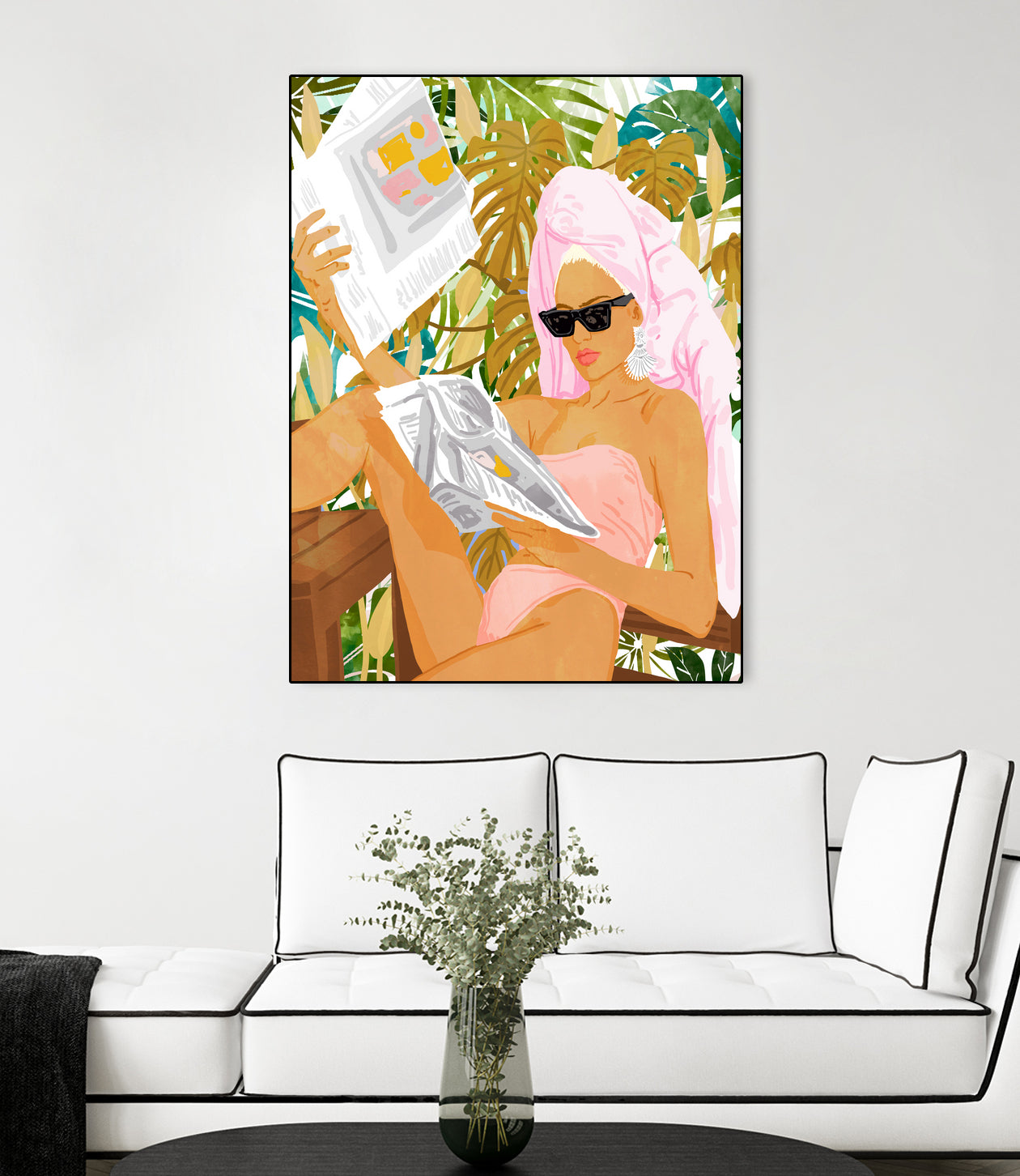 Vacay News by 83 Oranges on GIANT ART - white digital women reading