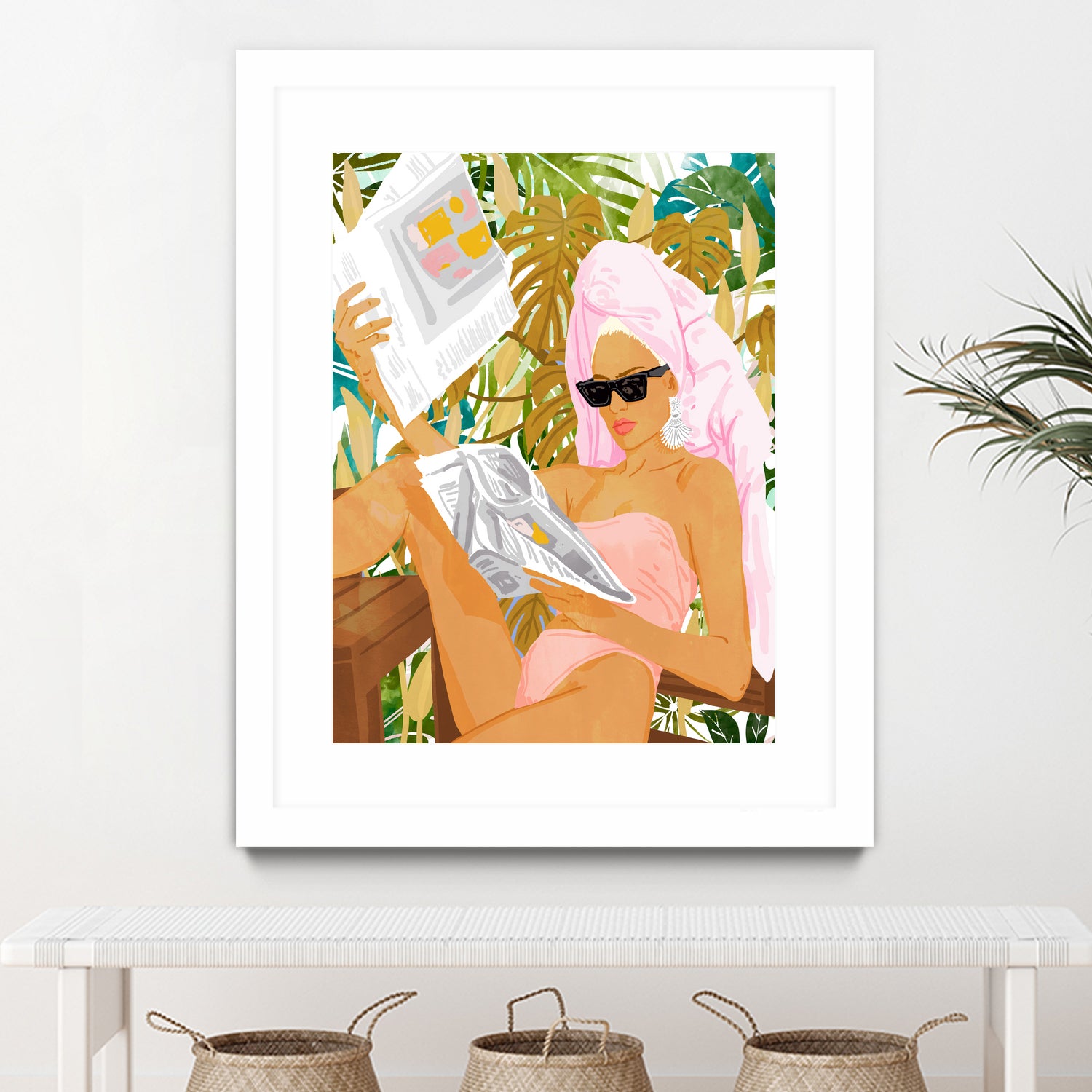 Vacay News by 83 Oranges on GIANT ART - white digital women reading