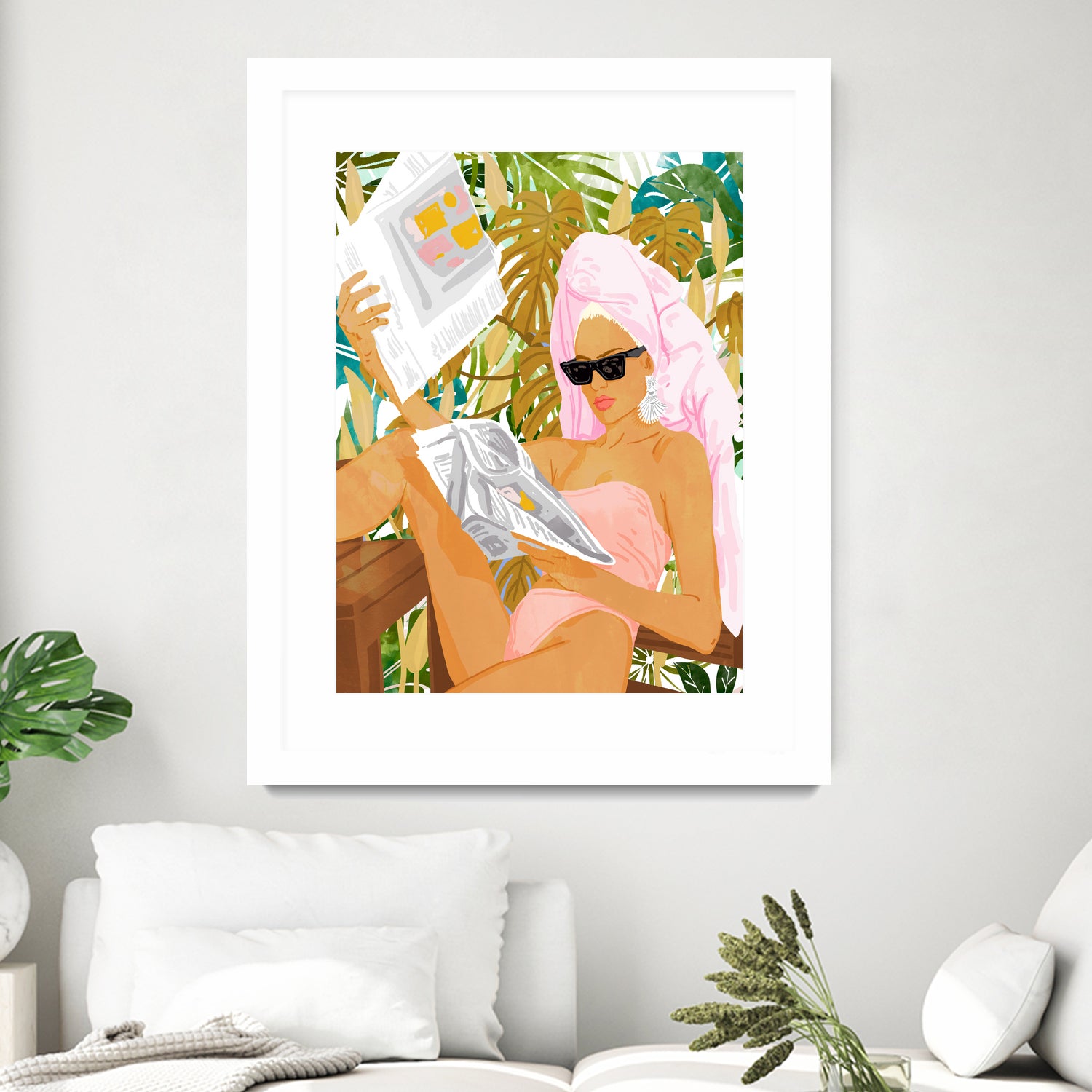 Vacay News by 83 Oranges on GIANT ART - white digital women reading