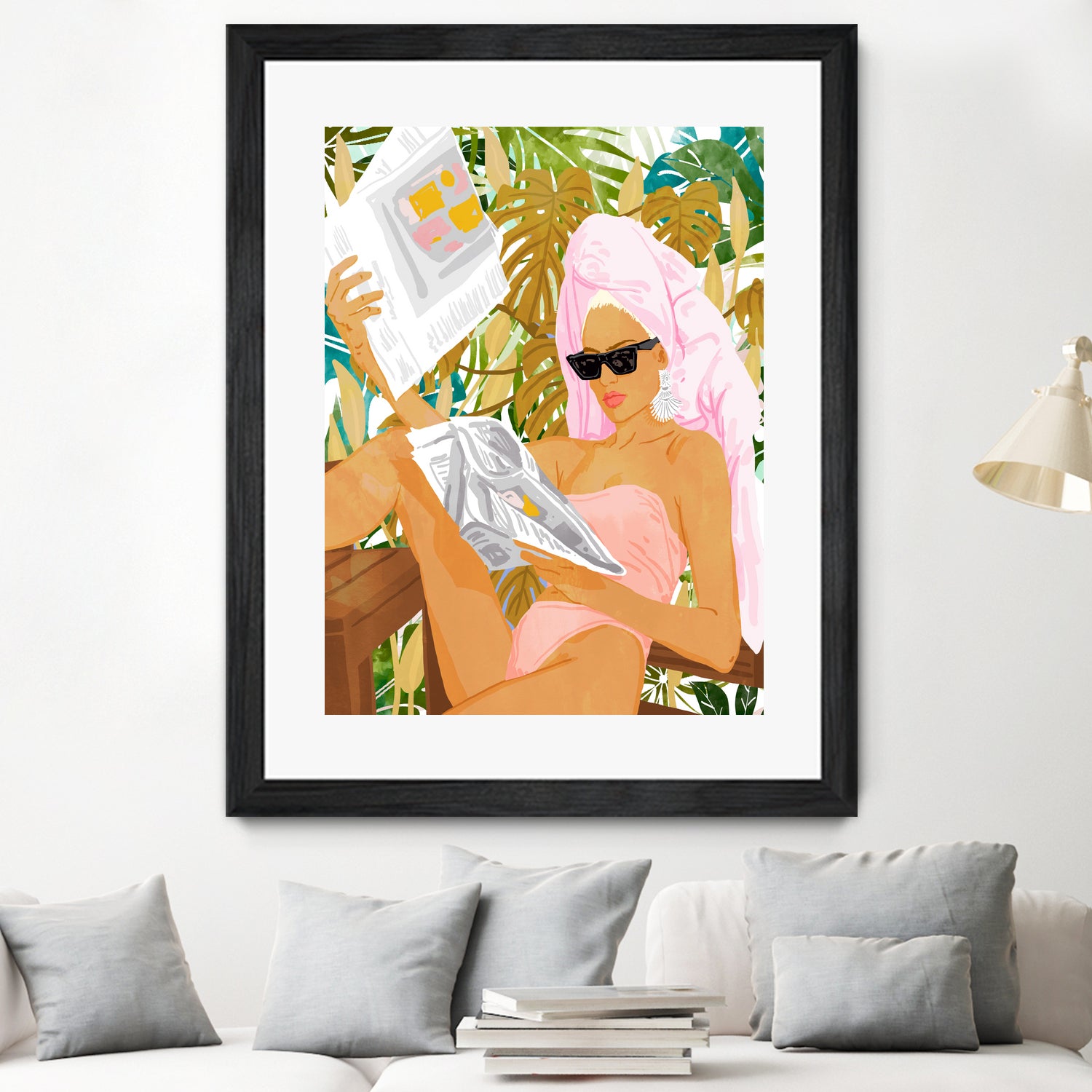 Vacay News by 83 Oranges on GIANT ART - white digital women reading