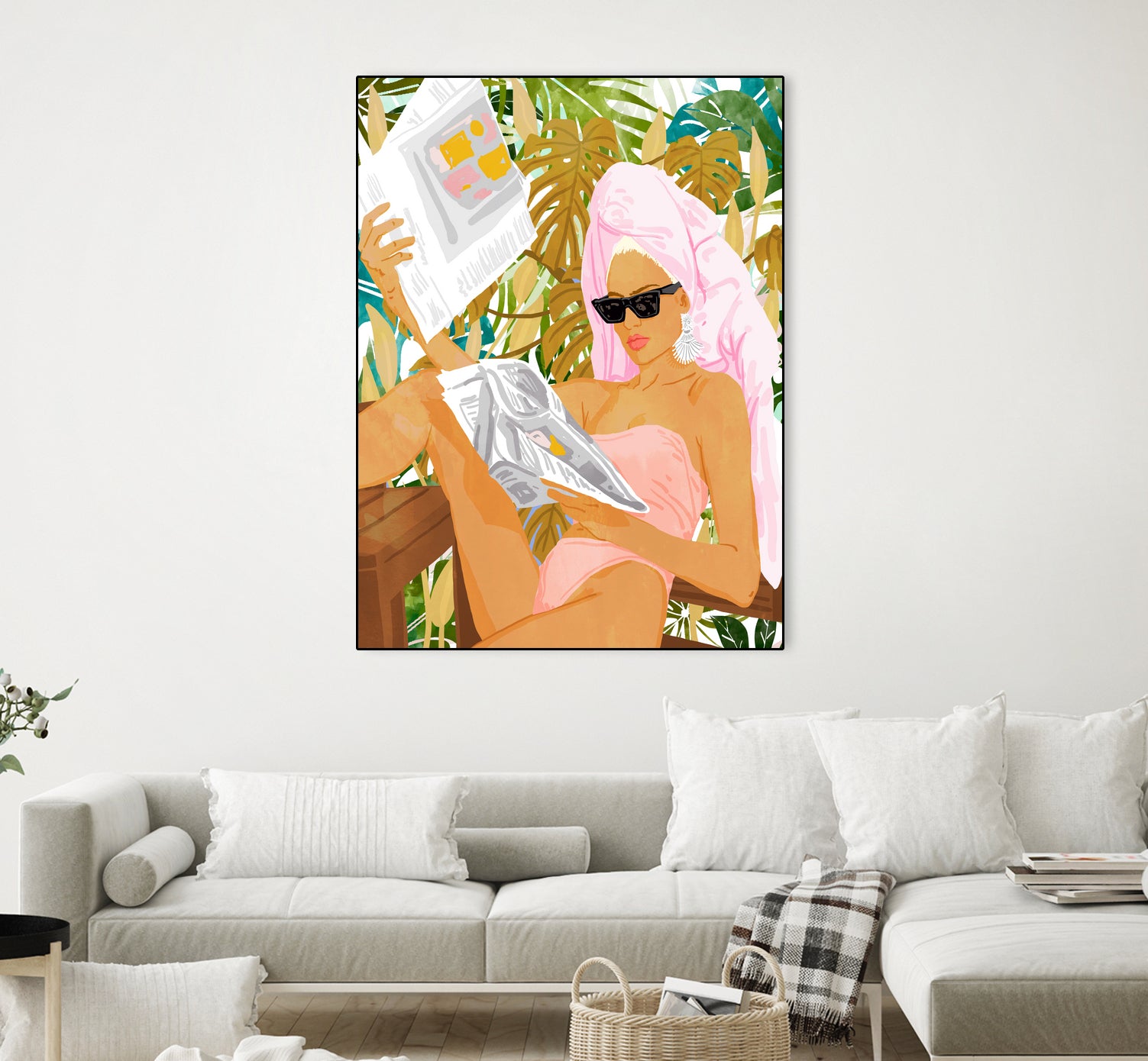 Vacay News by 83 Oranges on GIANT ART - white digital women reading