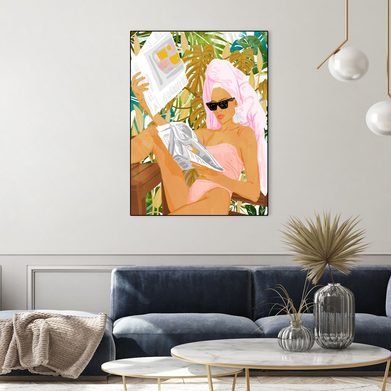 Vacay News by 83 Oranges on GIANT ART - white digital women reading