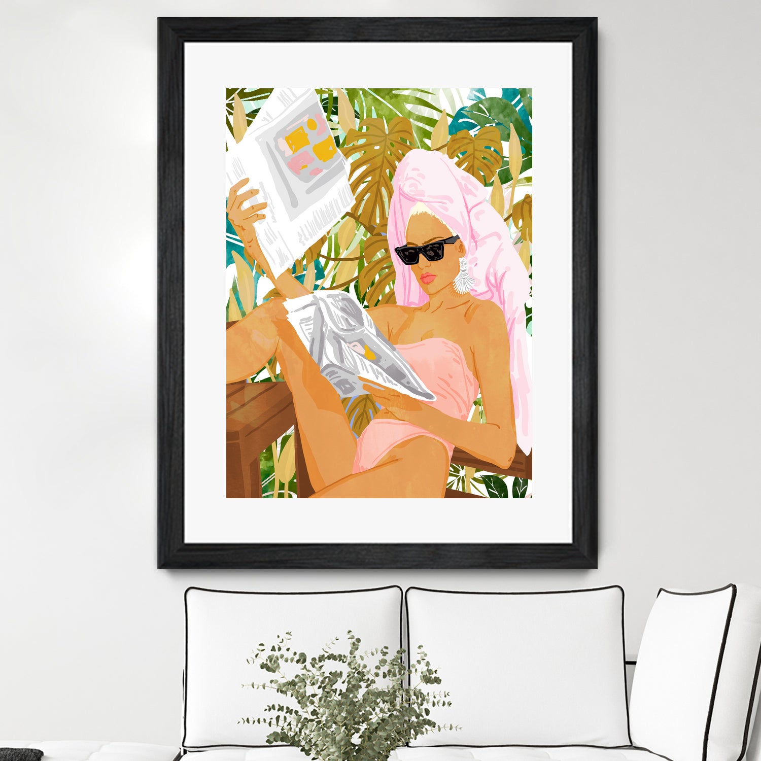 Vacay News by 83 Oranges on GIANT ART - white digital women reading