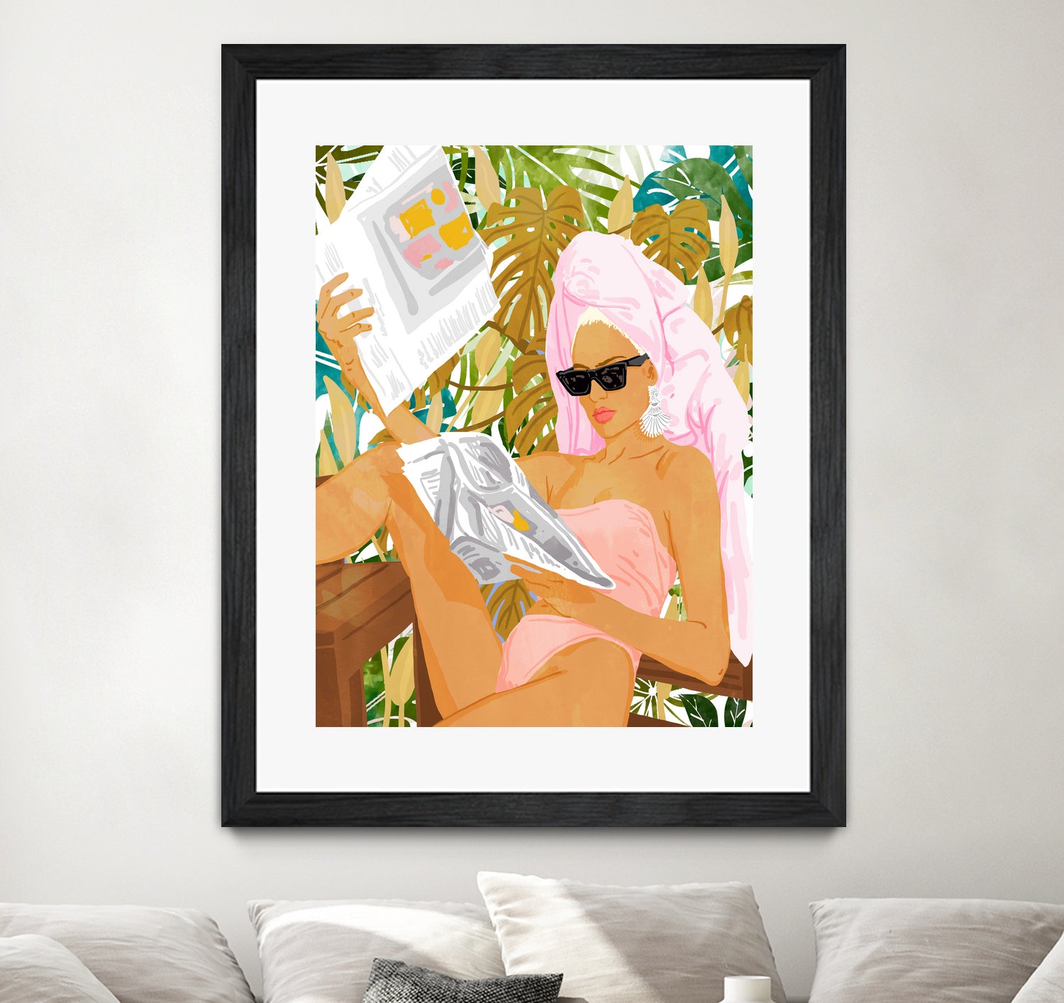 Vacay News by 83 Oranges on GIANT ART - white digital women reading