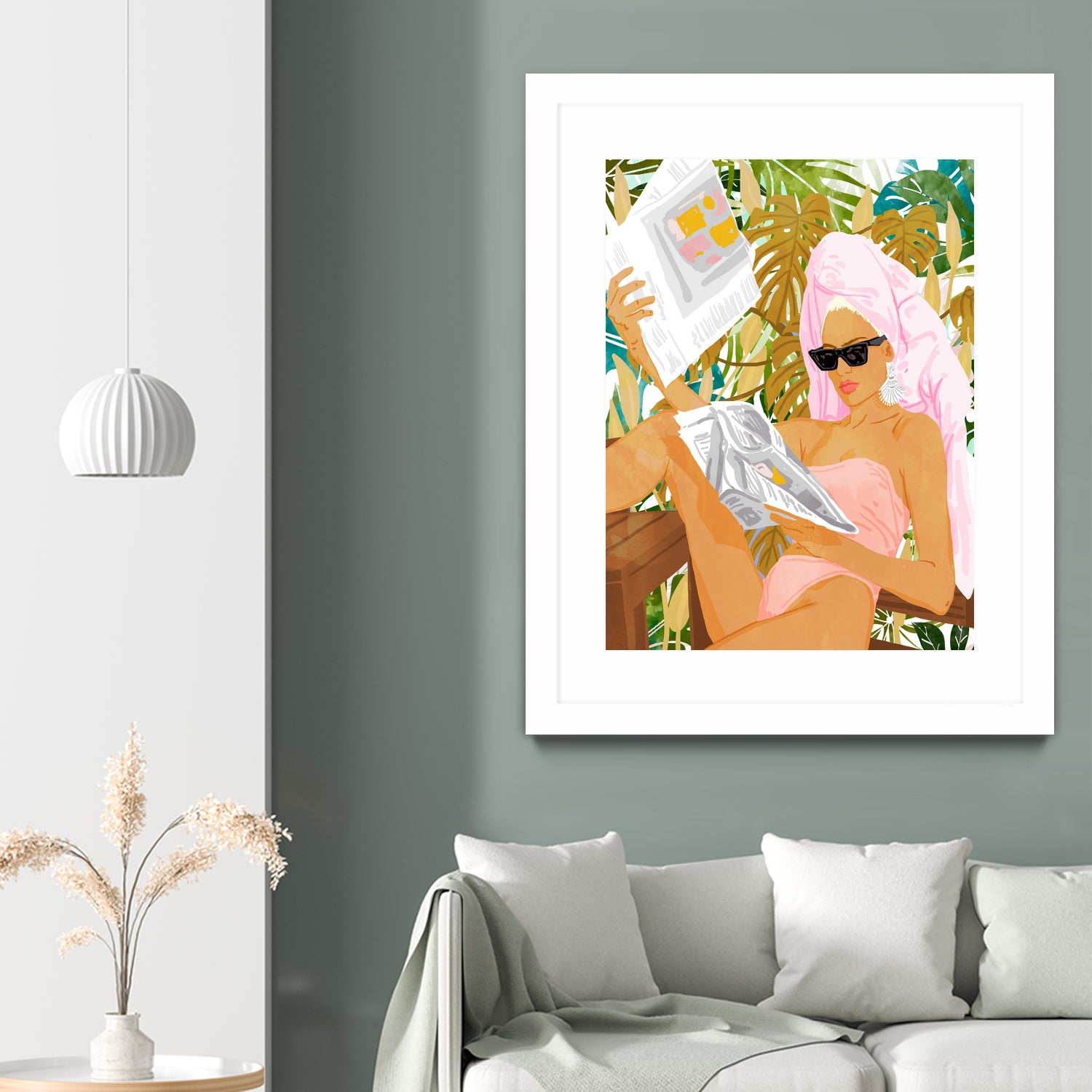 Vacay News by 83 Oranges on GIANT ART - white digital women reading