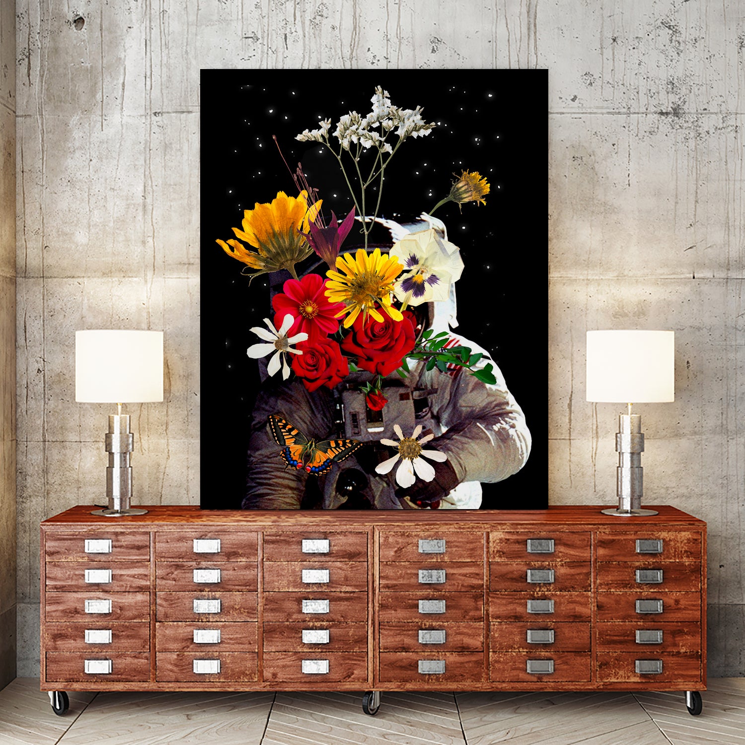 Astronaut with Flowers by Edson Ramos on GIANT ART