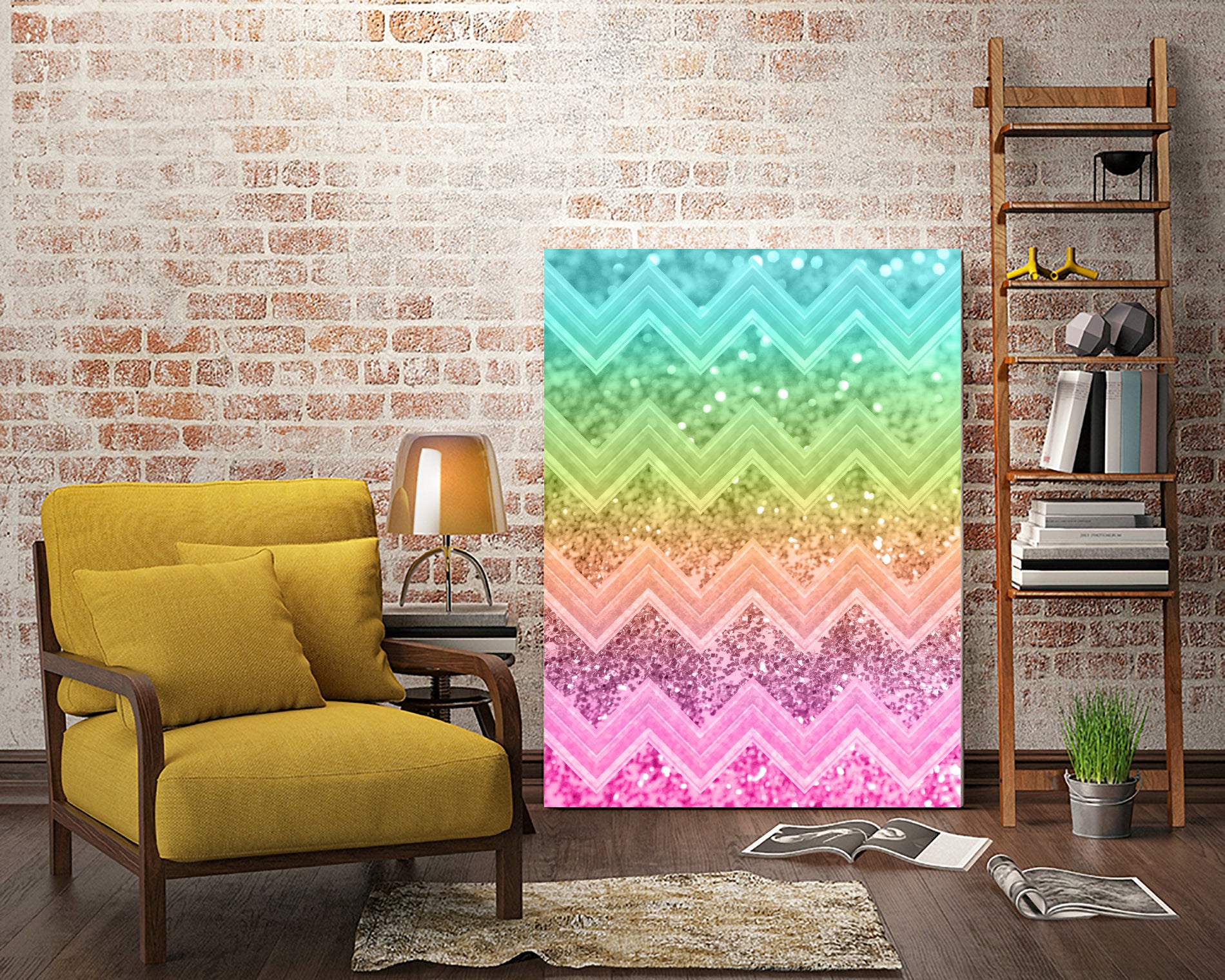 Rainbow Glitter Chevron #1 #shiny #decor #art by Anita & Bella Jantz on GIANT ART - orange photo illustration