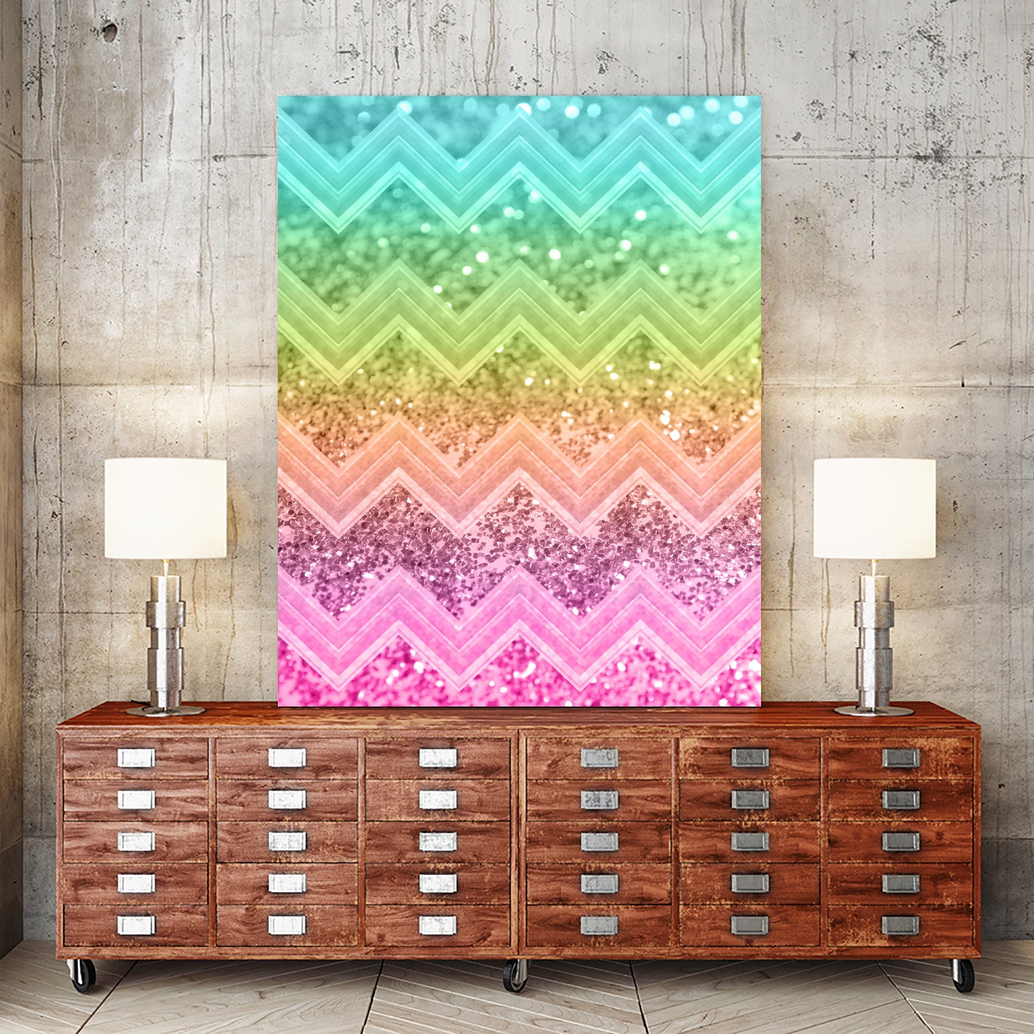 Rainbow Glitter Chevron #1 #shiny #decor #art by Anita & Bella Jantz on GIANT ART - orange photo illustration