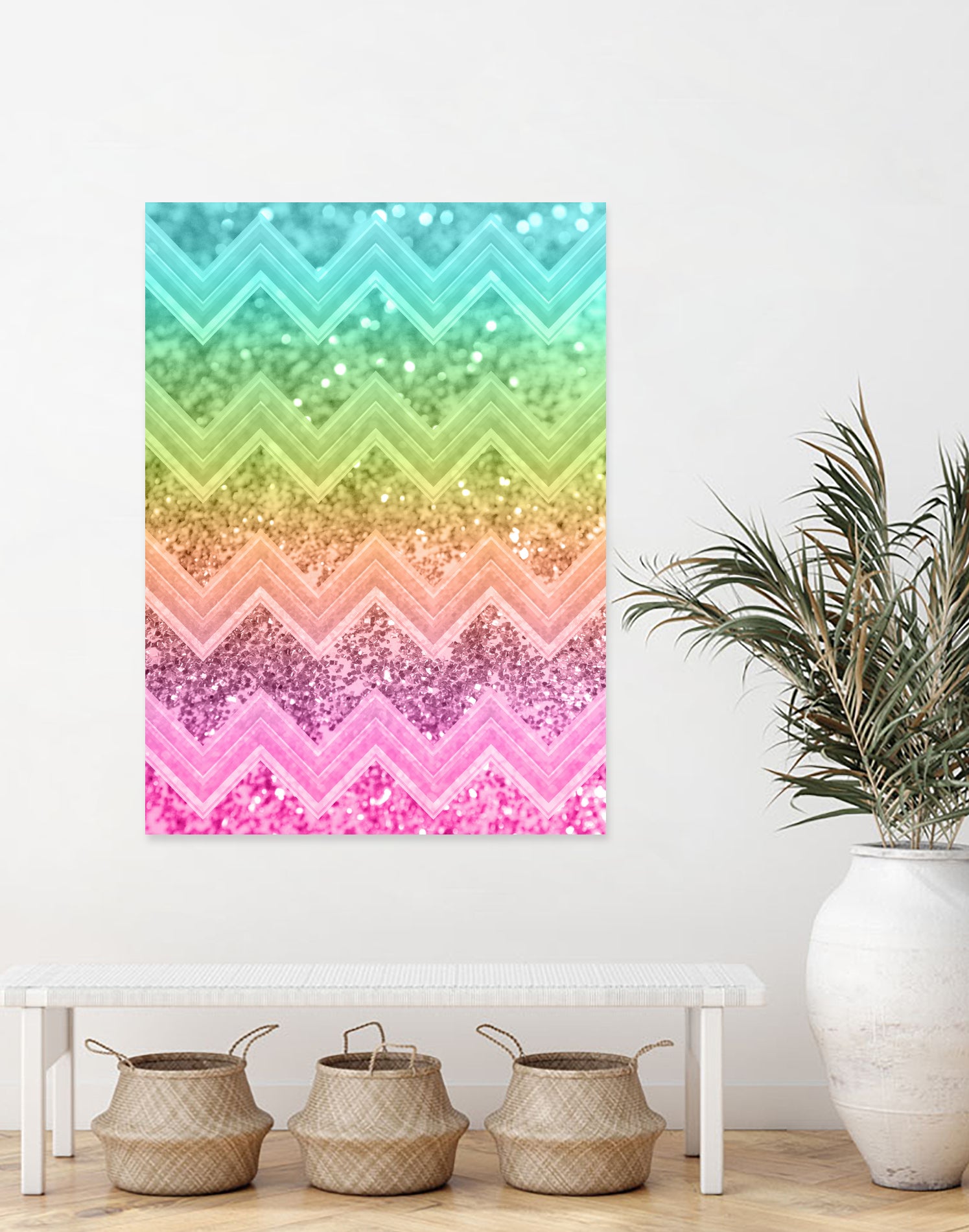 Rainbow Glitter Chevron #1 #shiny #decor #art by Anita & Bella Jantz on GIANT ART - orange photo illustration