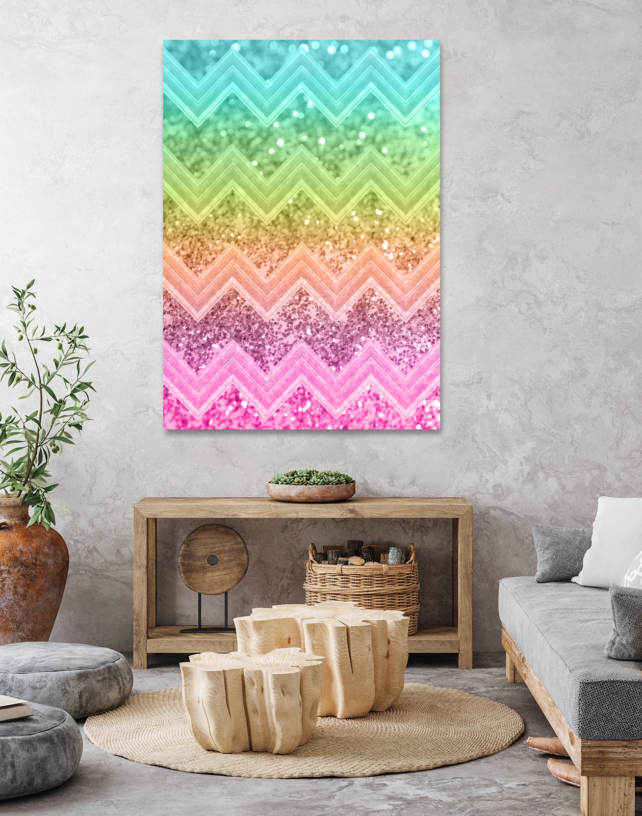 Rainbow Glitter Chevron #1 #shiny #decor #art by Anita & Bella Jantz on GIANT ART - orange photo illustration