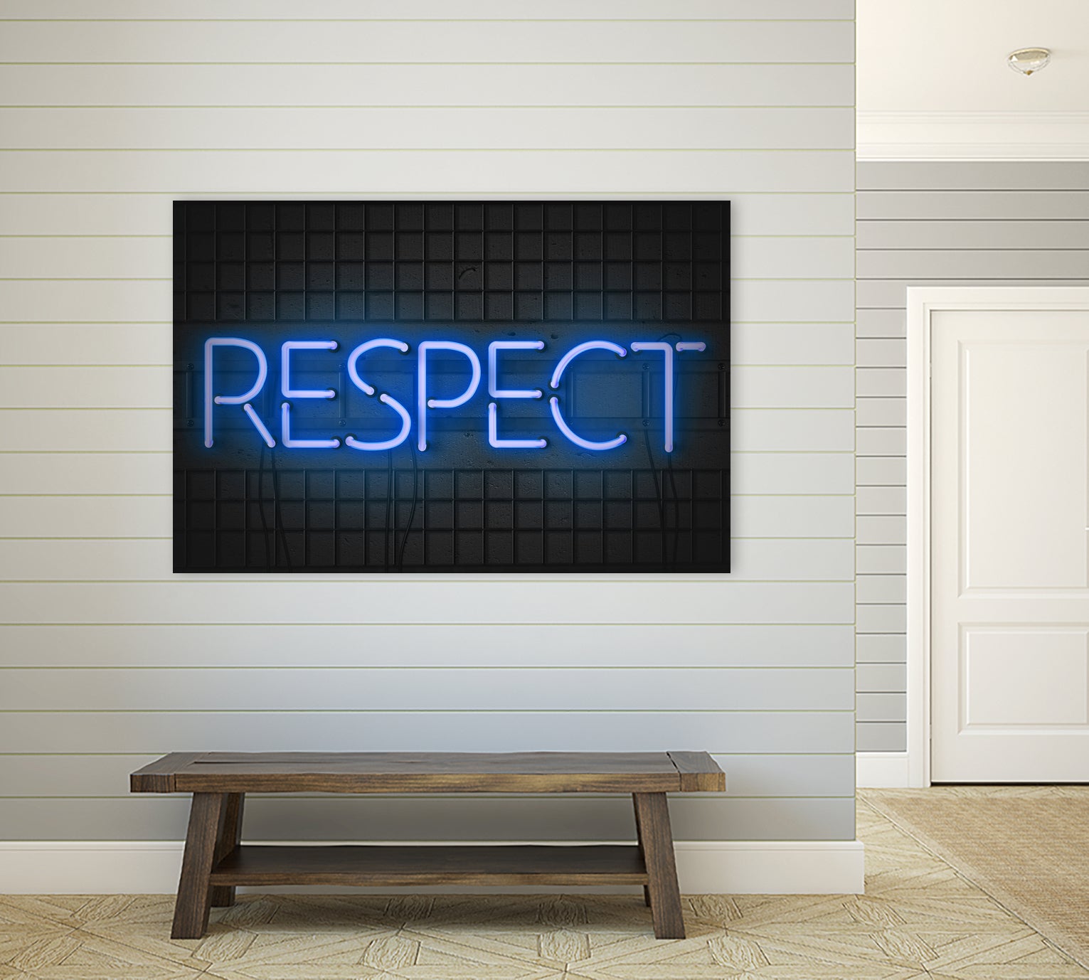 RESPECT – Neon Night by Art Frankenberg on GIANT ART - blue typography