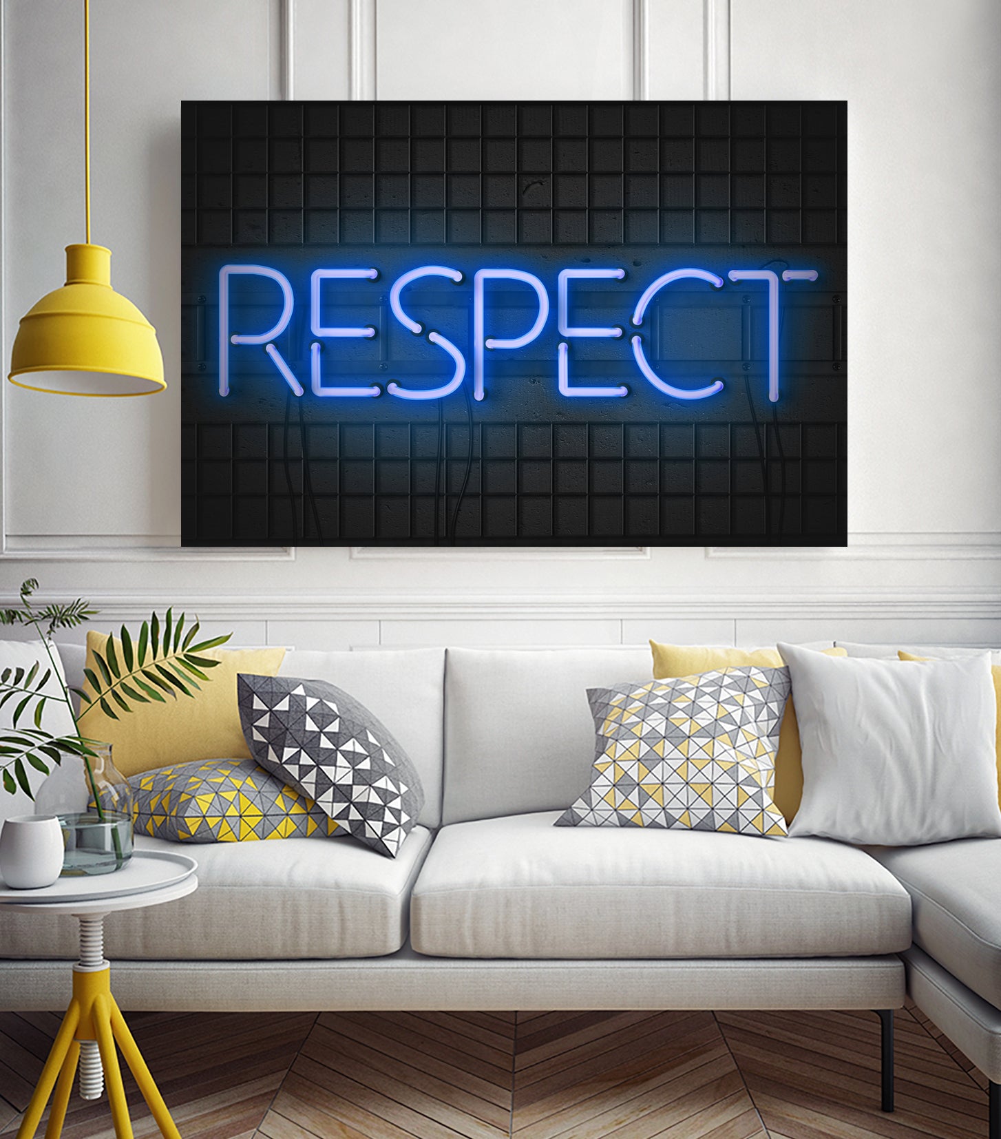 RESPECT – Neon Night by Art Frankenberg on GIANT ART - blue typography