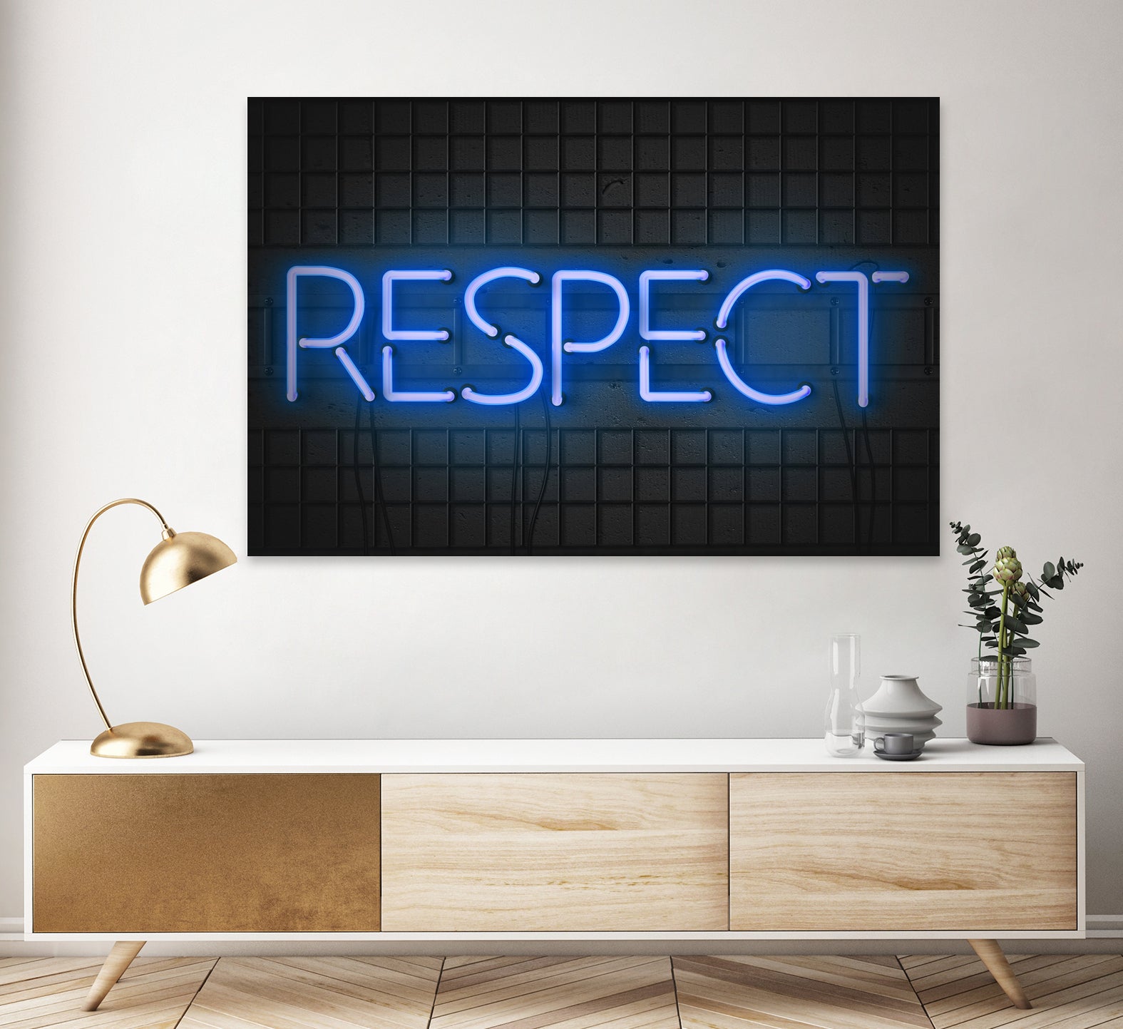 RESPECT – Neon Night by Art Frankenberg on GIANT ART - blue typography