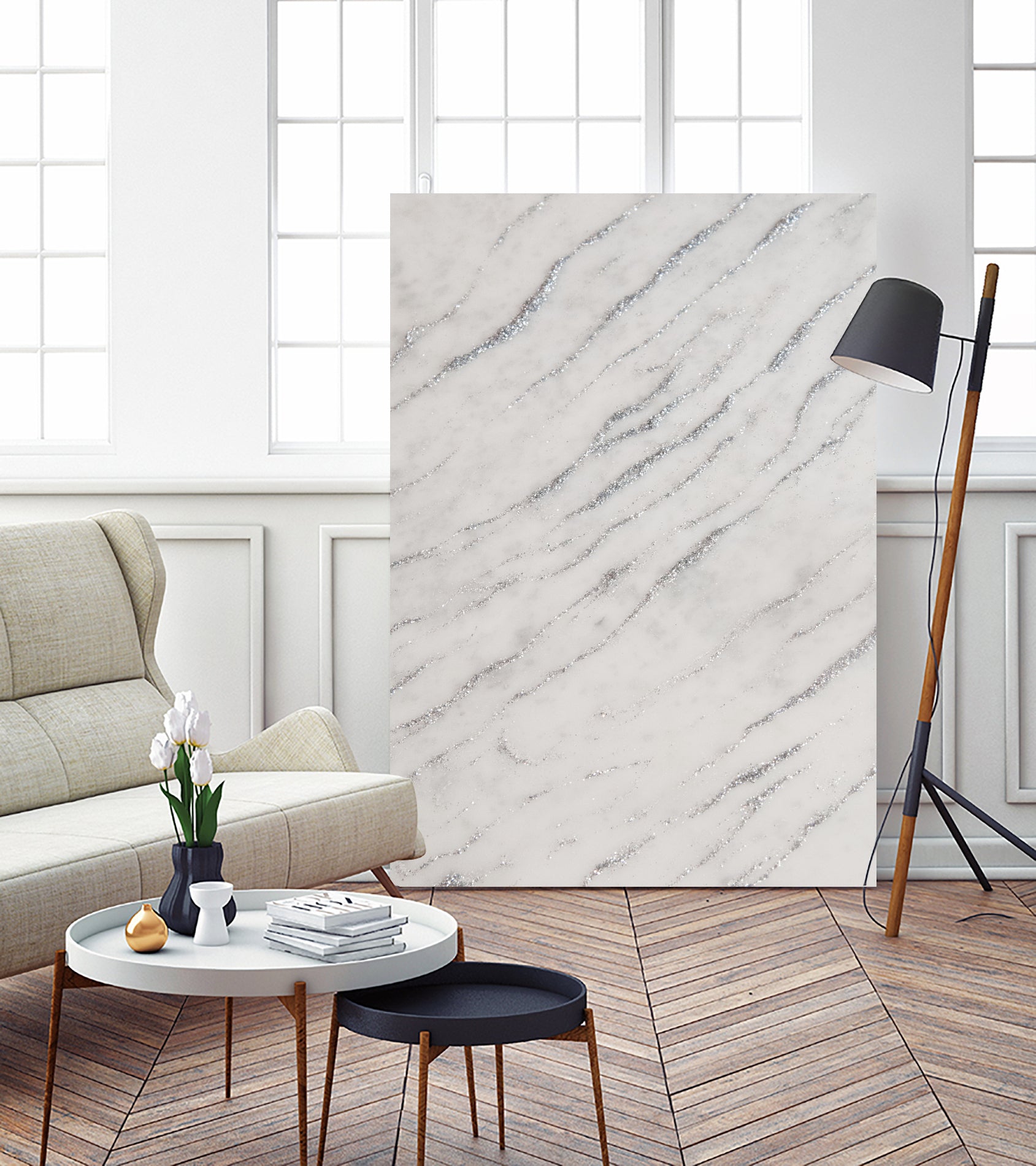 Marble Silver Glitter Glam #1 #shiny #gem #decor #art by Anita & Bella Jantz on GIANT ART - gray photo illustration