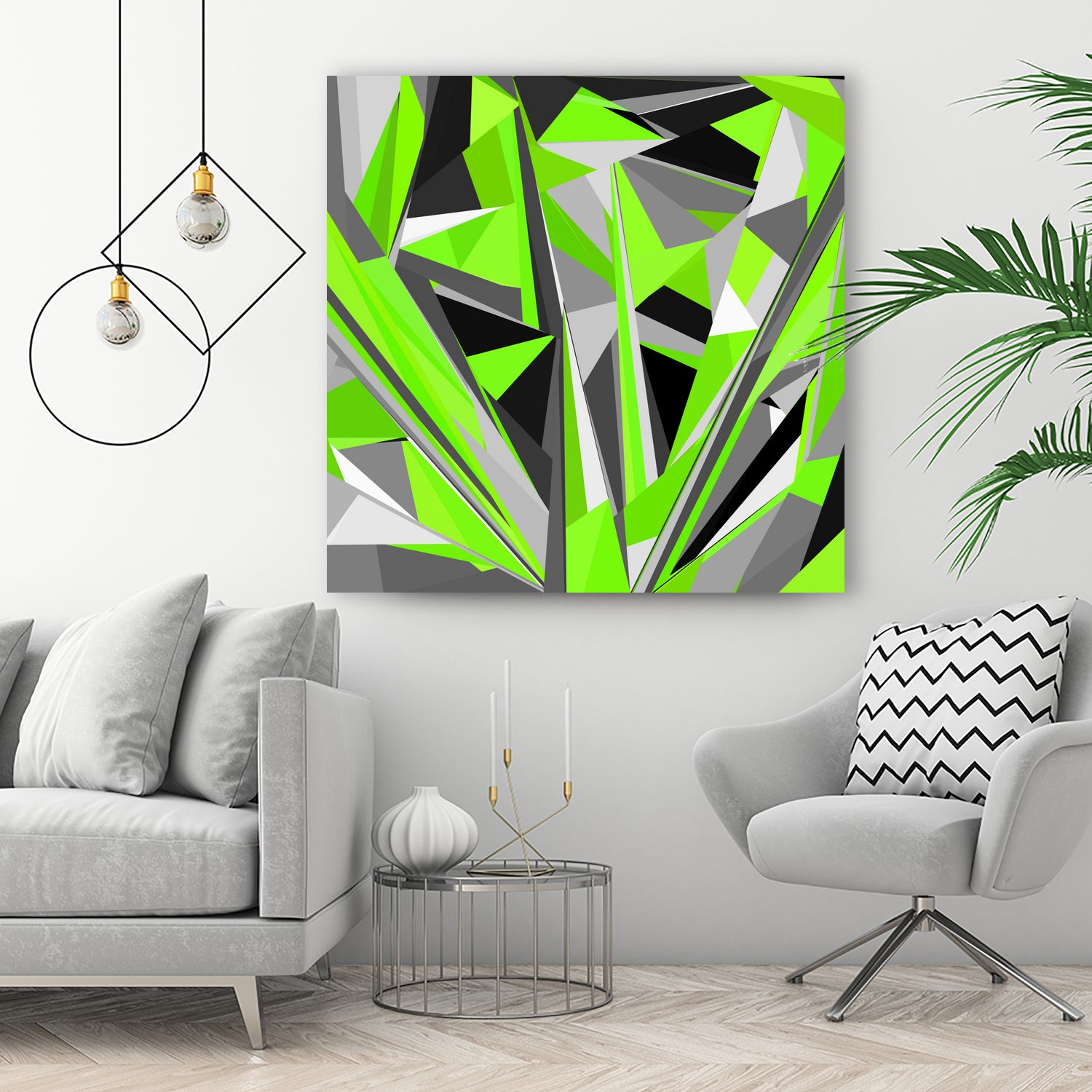 Grey-light-green geometry by Dmitry Chernov on GIANT ART - green digital painting