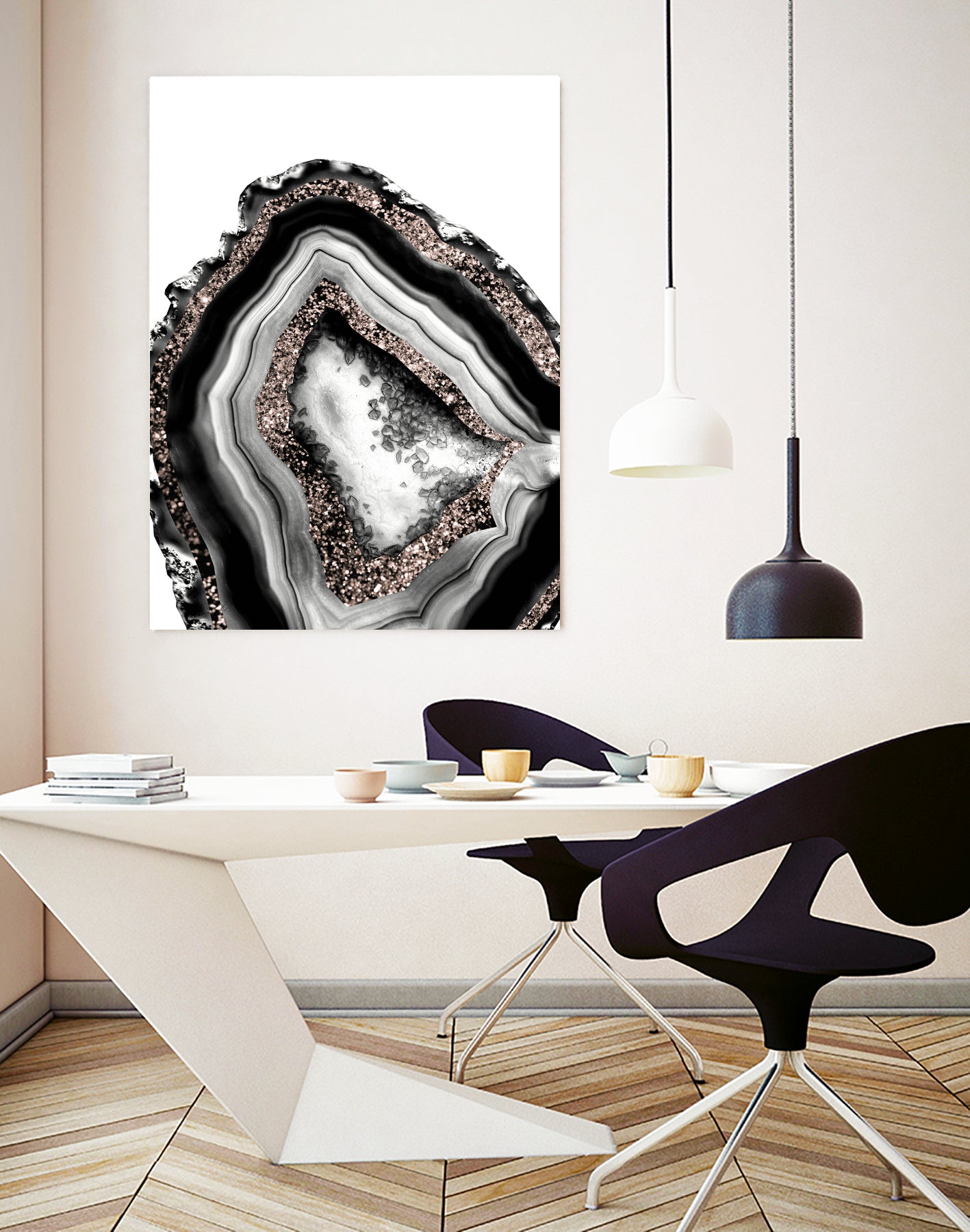 Agate Rose Gold Glitter Glam #4 #gem #decor #art by Anita & Bella Jantz on GIANT ART - gray photo illustration