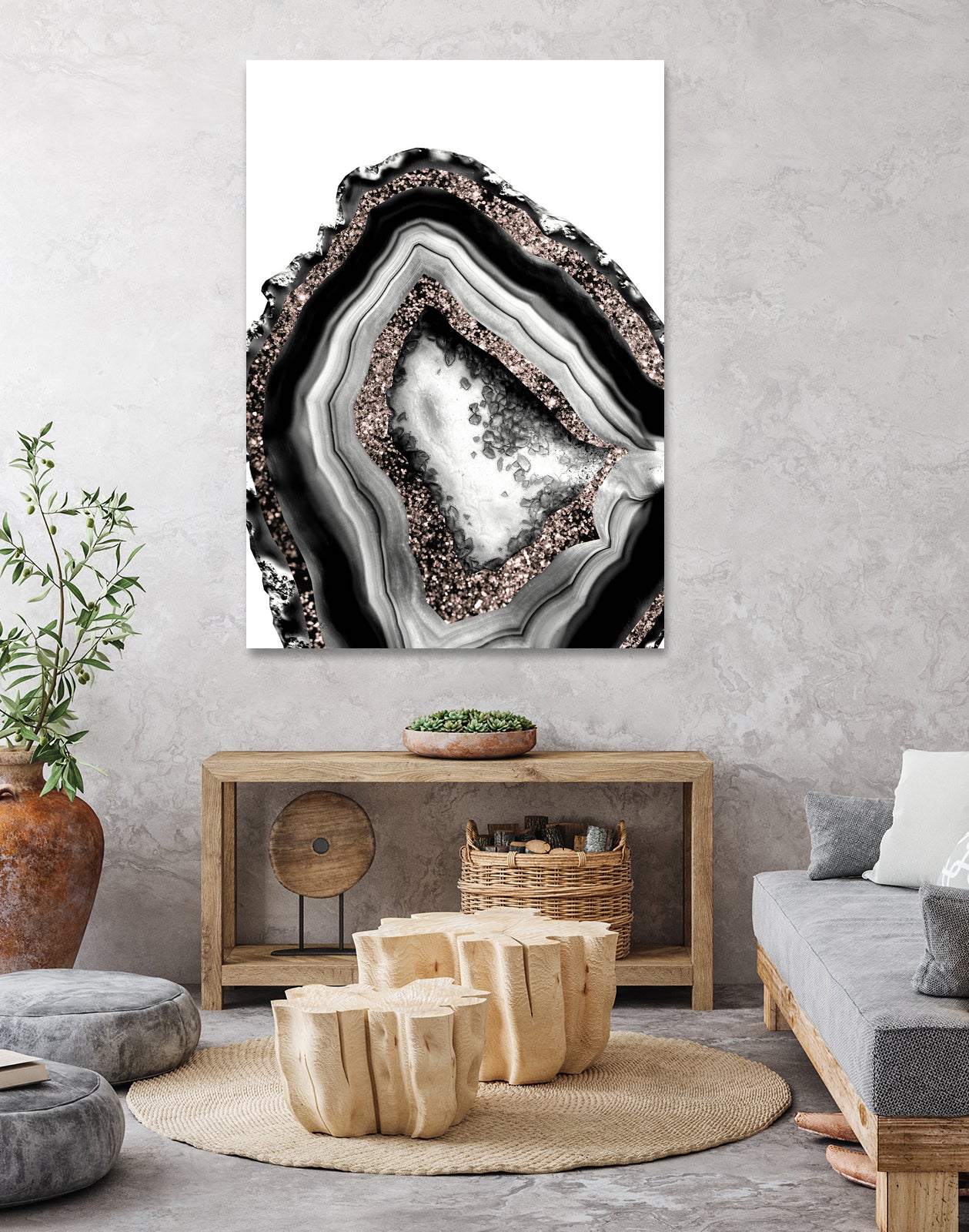 Agate Rose Gold Glitter Glam #4 #gem #decor #art by Anita & Bella Jantz on GIANT ART - gray photo illustration