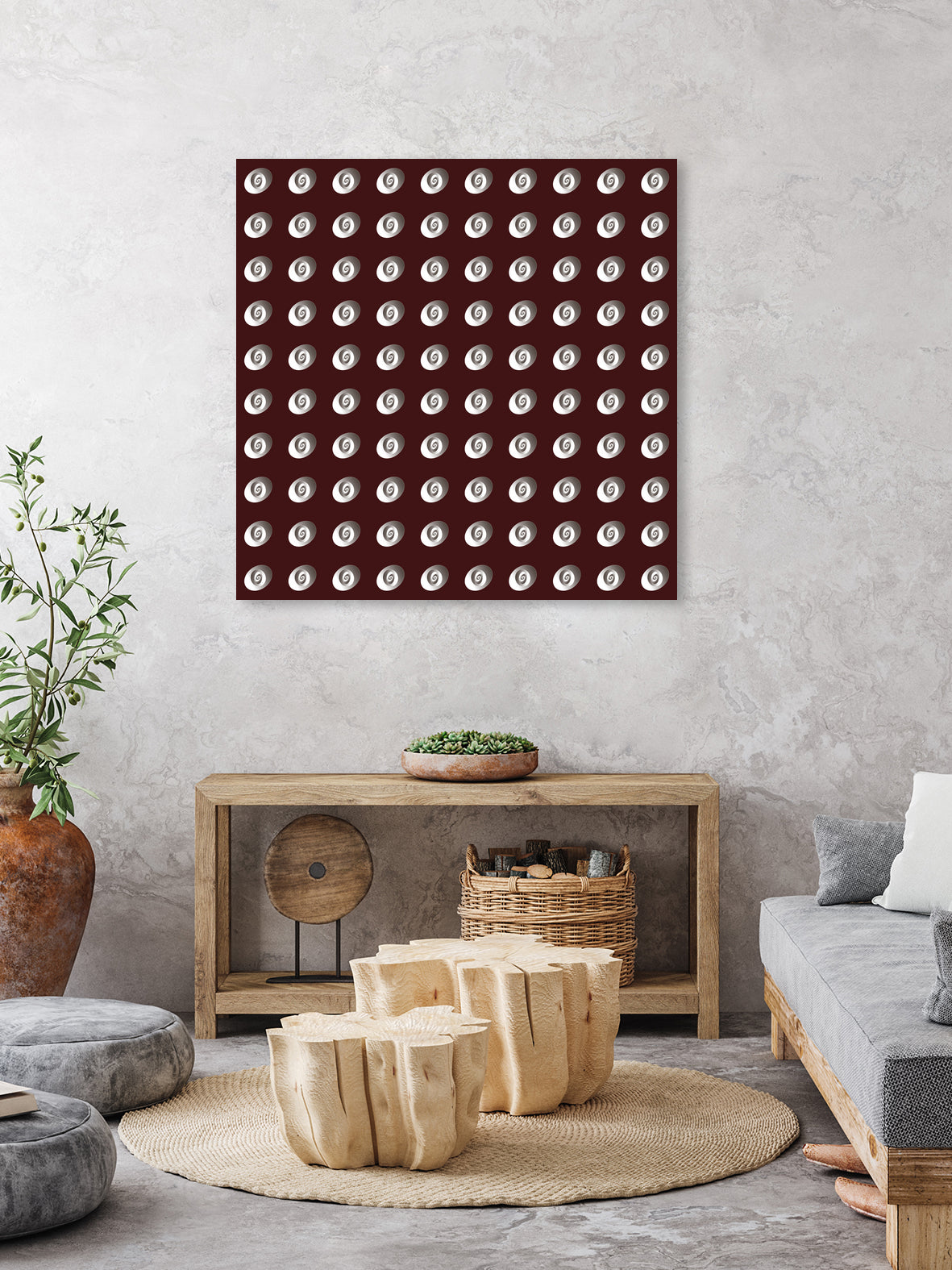 shell shape on dark burgundy bkg by Ramona Masut on GIANT ART - red digital drawing