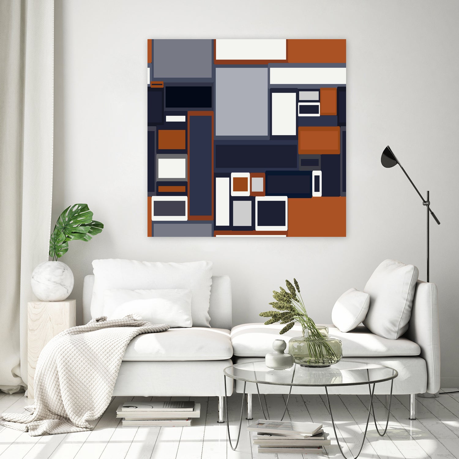 Navy & Rust Mid Century by Blerta Karahoda on GIANT ART - blue digital drawing
