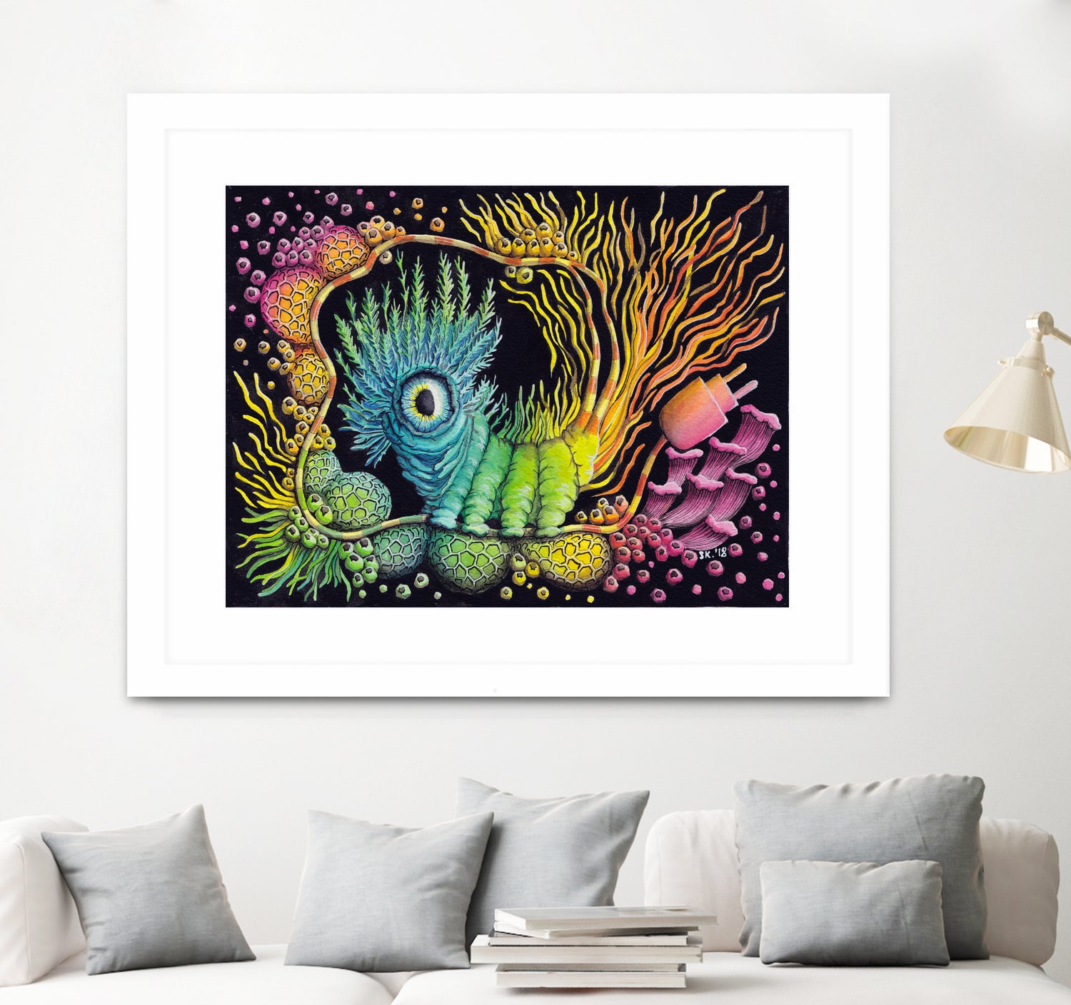 Caterpillar (Unplug) by Stephanie KILGAST on GIANT ART - blue mixed media