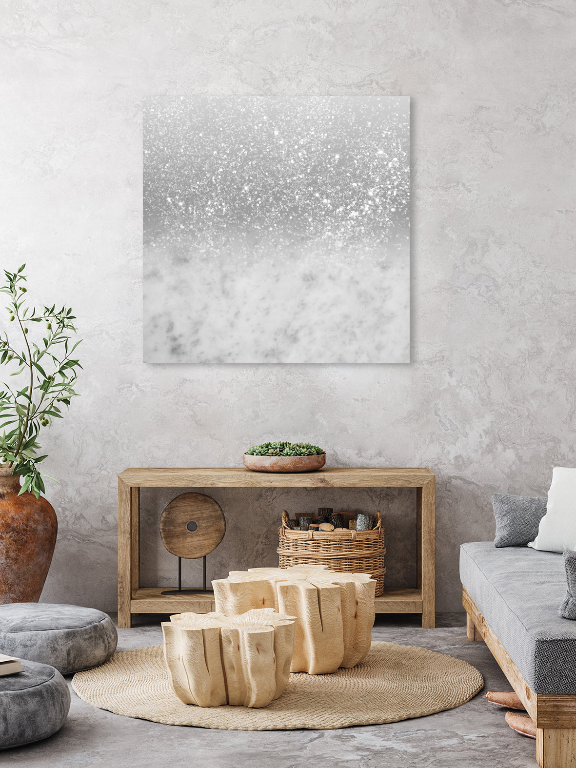 White Marble Silver Ombre Glitter Glam #1 #shiny #gem #decor by Anita & Bella Jantz on GIANT ART - gray photo illustration