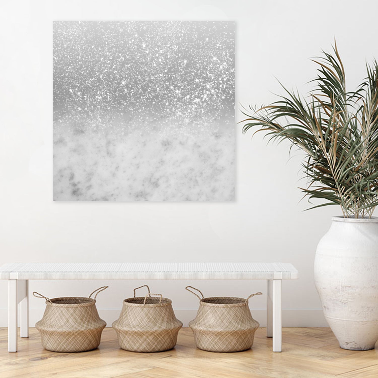 White Marble Silver Ombre Glitter Glam #1 #shiny #gem #decor by Anita & Bella Jantz on GIANT ART - gray photo illustration