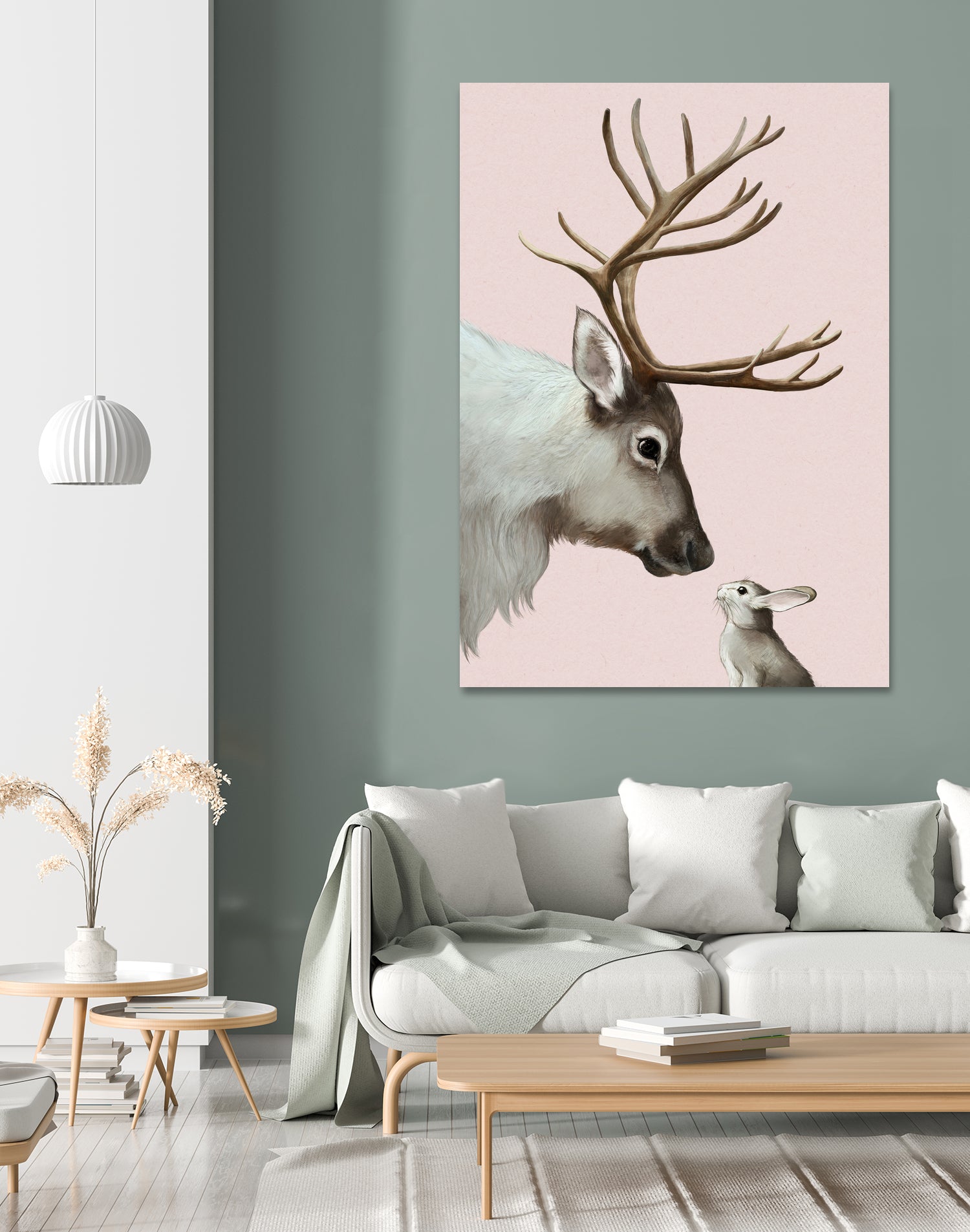 reindeer and rabbit by Laura Graves on GIANT ART - pink digital painting
