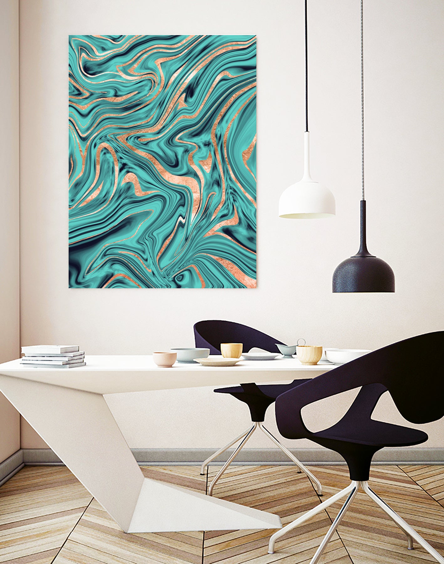 Soft Turquoise Rose Gold Marble #1 #decor #art by Anita & Bella Jantz on GIANT ART - green digital painting